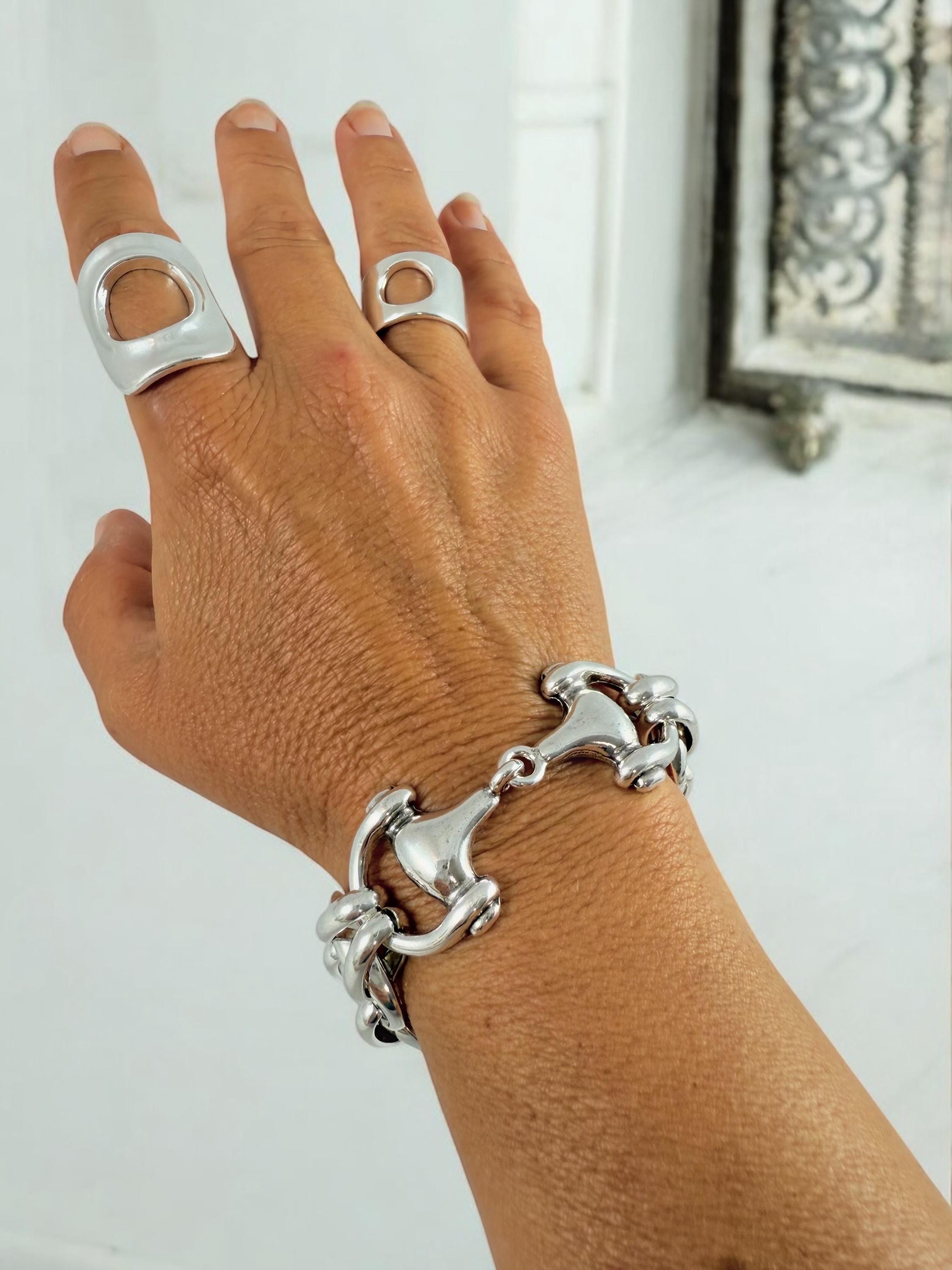 Chunky silver bracelet, bold link bracelet, thick chain bracelet, statement boho bracelet, uno de 50 style, bracelet, women birthday gift