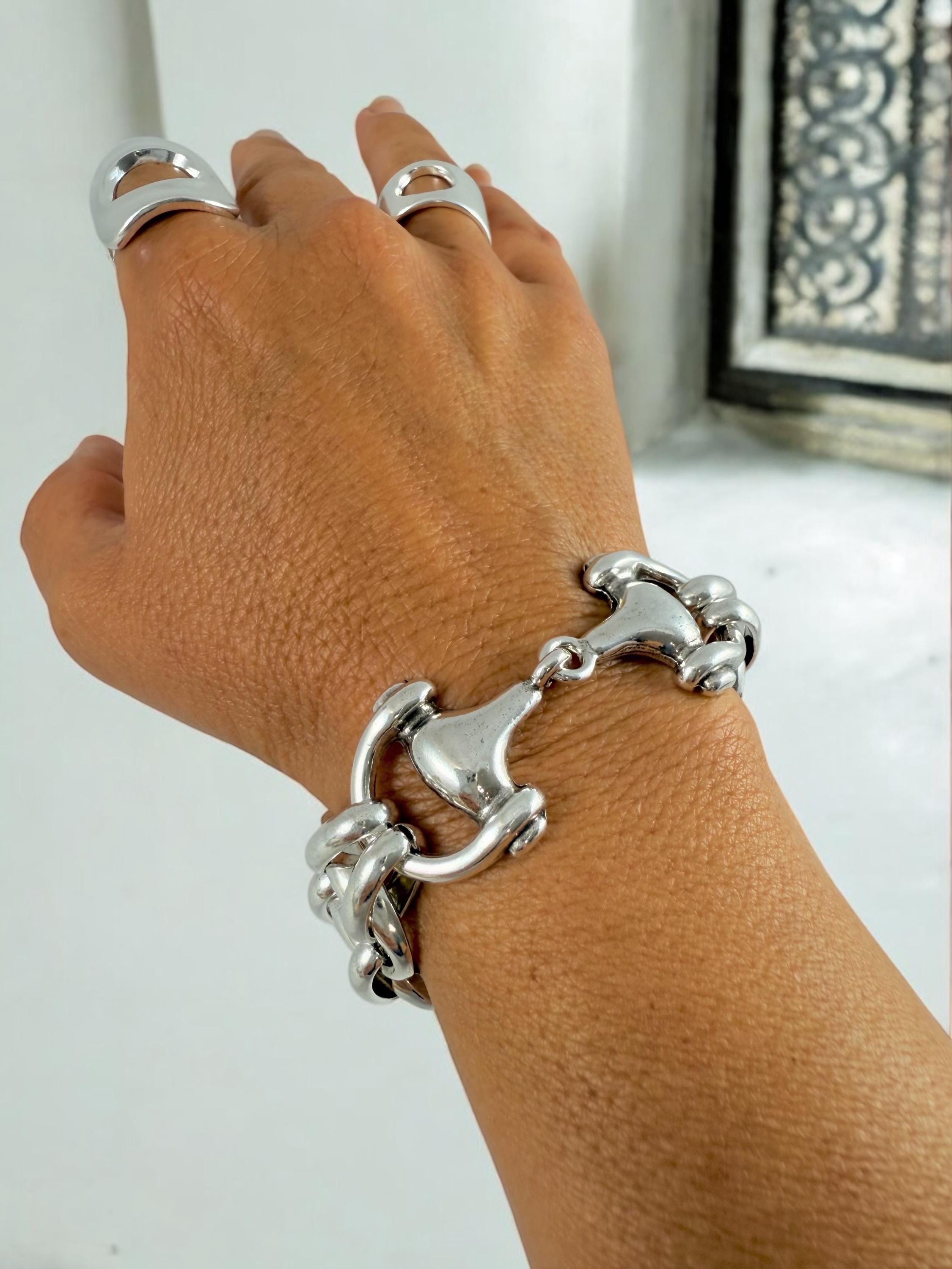 Chunky silver bracelet, bold link bracelet, thick chain bracelet, statement boho bracelet, uno de 50 style, bracelet, women birthday gift
