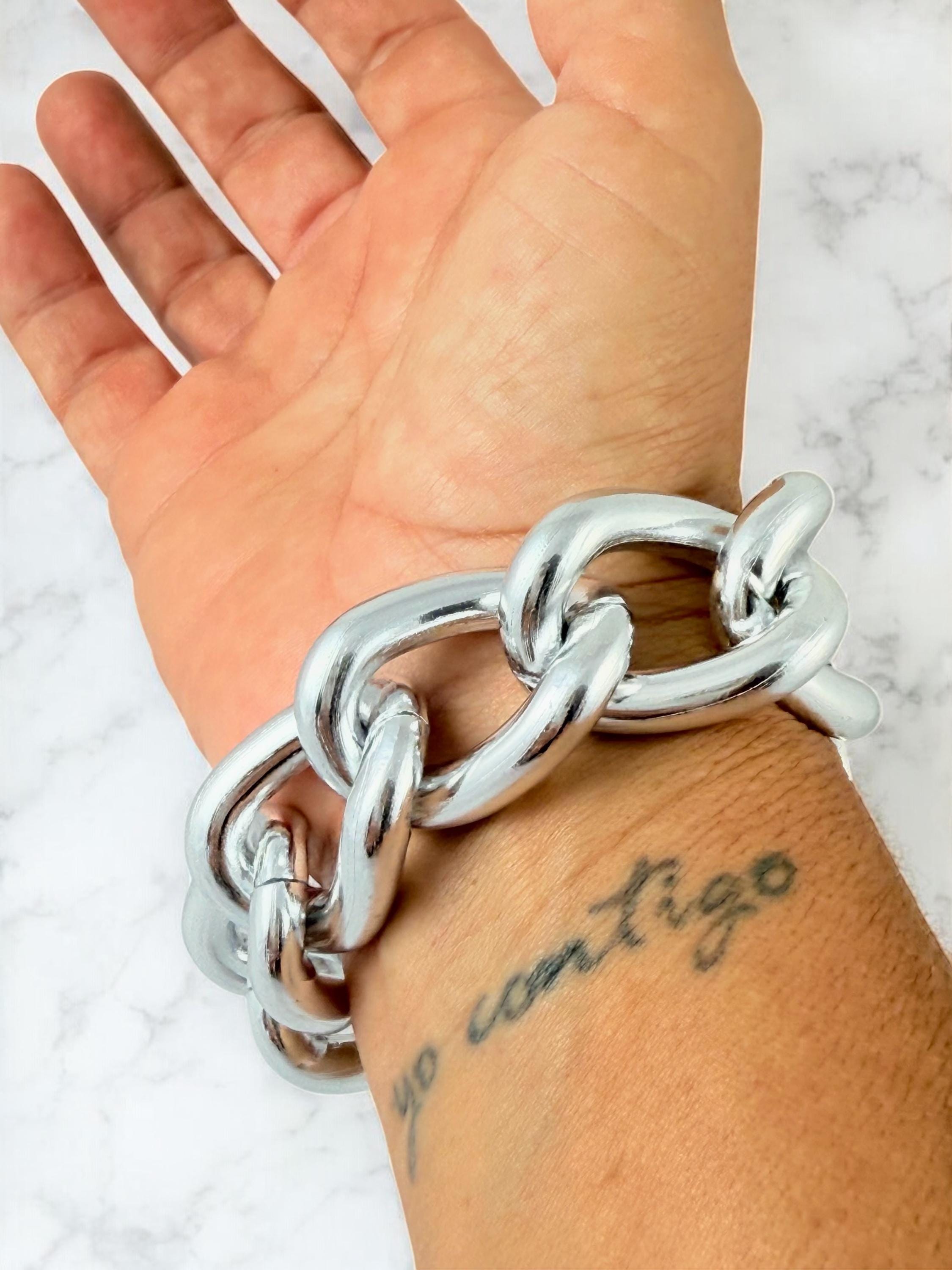 Super Chunky Silver Chain Bracelet – Bold Toggle Clasp – Reversible & Lightweight – Custom Fit – Kukuri Jewelry