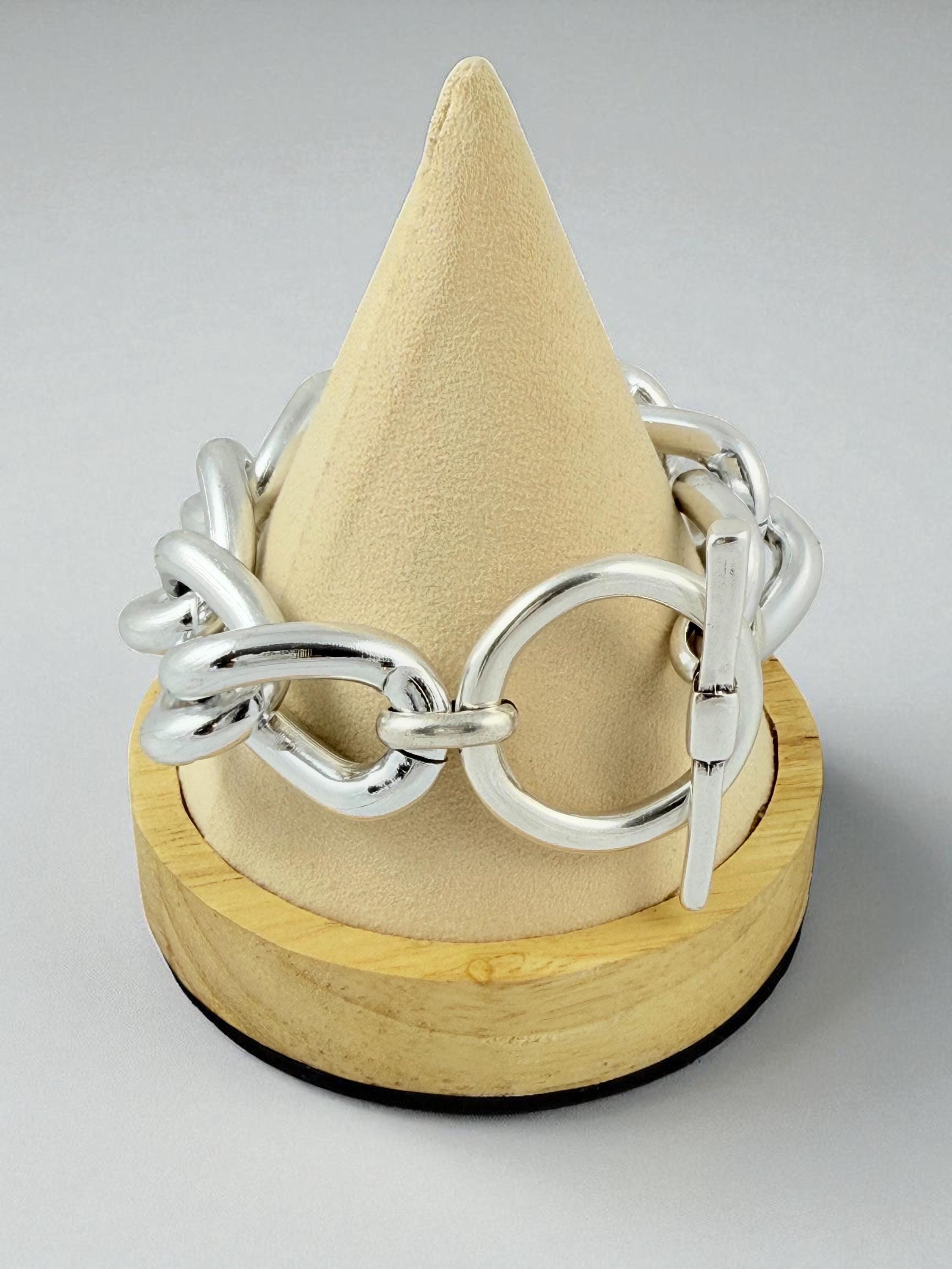 Super Chunky Silver Chain Bracelet – Bold Toggle Clasp – Reversible & Lightweight – Custom Fit – Kukuri Jewelry