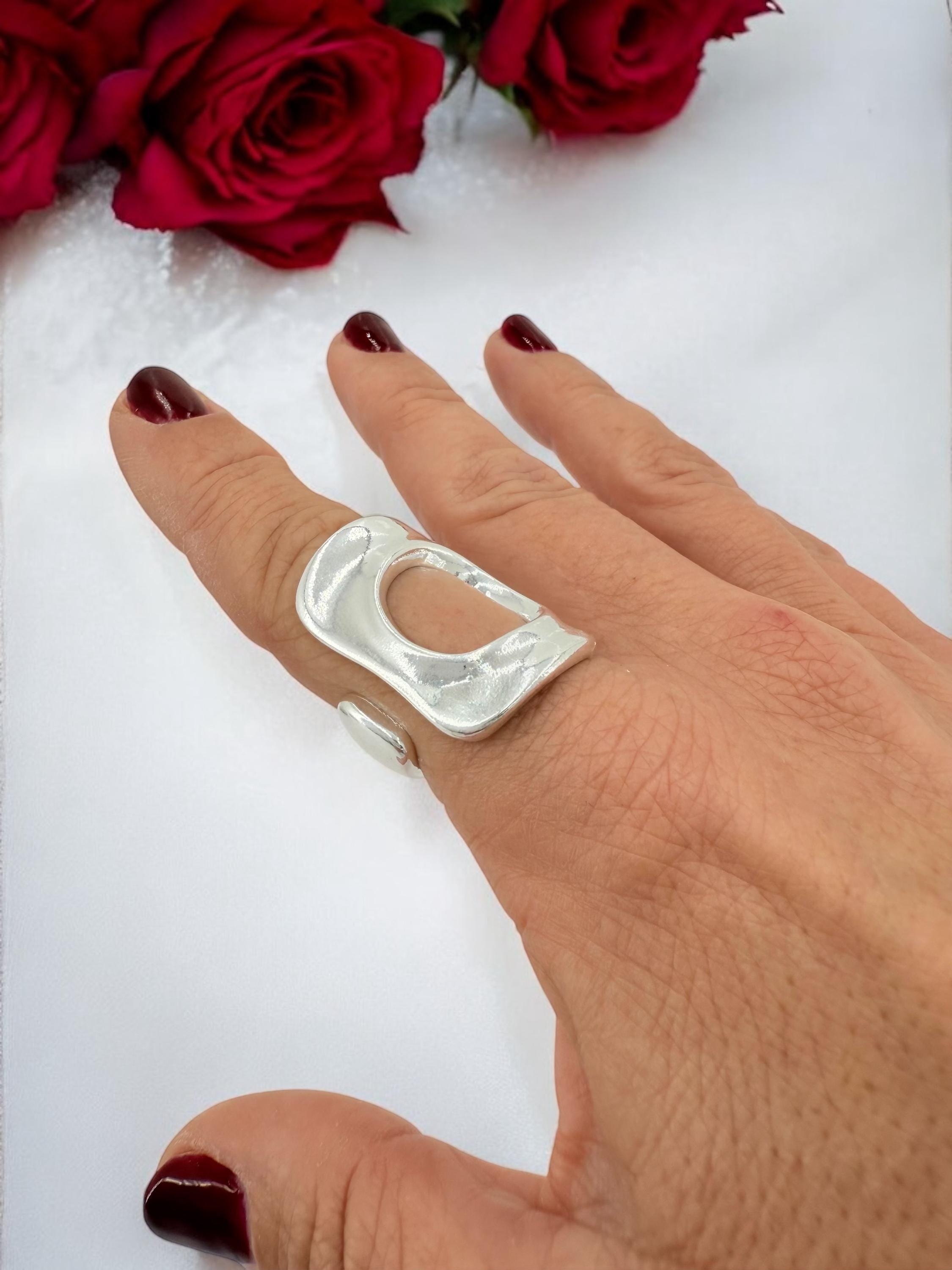 Statement Ring Chunky Silver Ring Gift For Birthday Gift Idea Bold Jewelry Silver Gift For Friend Gift For Mom Trendy uno de 50 style