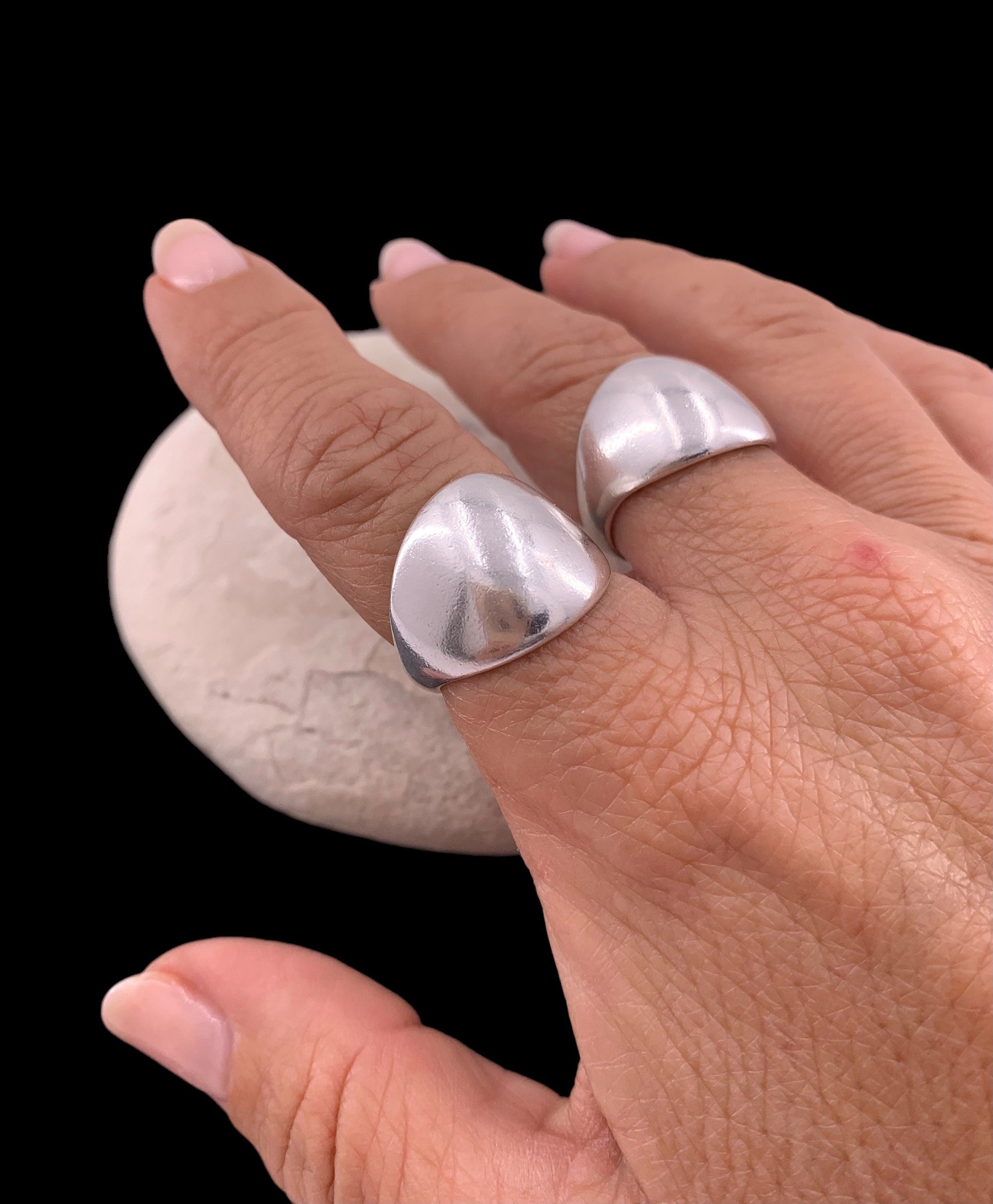 Chunky silver ring, Dome ring, water drop ring, statement silver ring, bulky wide ring, oversize bold ring, uno de 50 style, gift for women