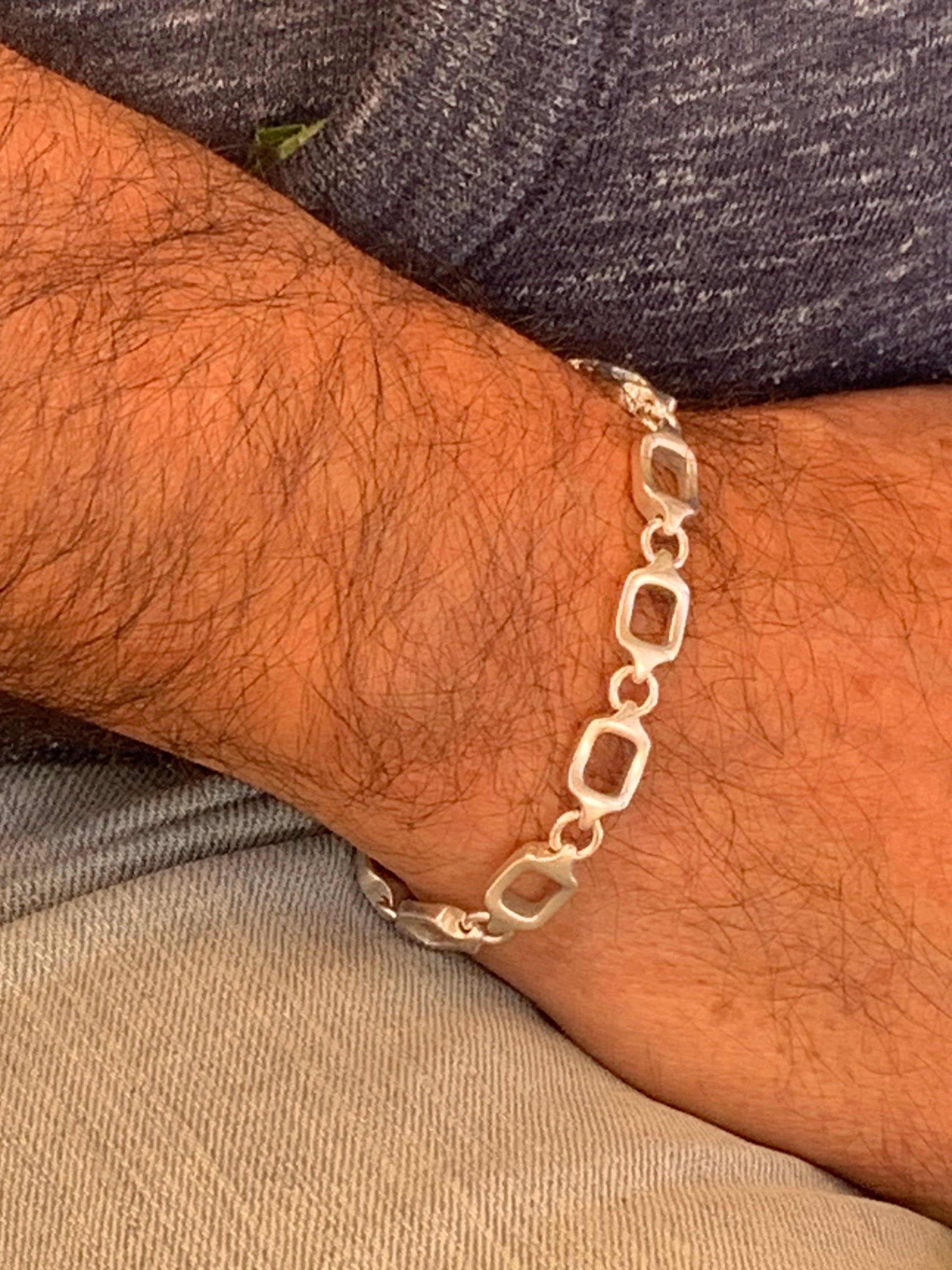 Sculptural Silver Chain Bracelet – Handmade Chunky Design with Custom Clasp – Unisex Modern Statement Jewelry, bold chain bracelet