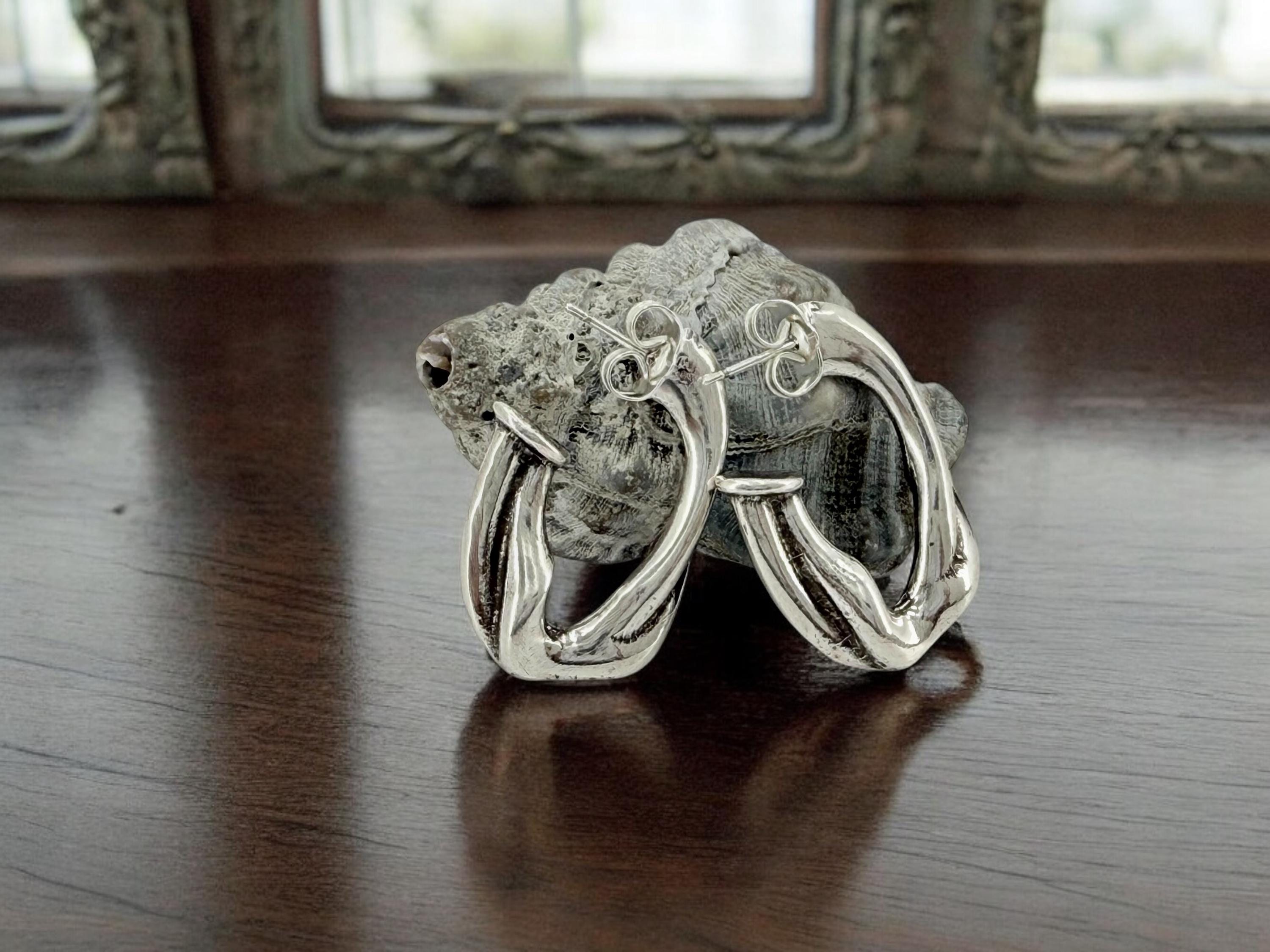 Chunky Hammered Silver Hoop Earrings – Engraved Statement Hoops – Uno de 50 Style – Large Bold Gift for Women