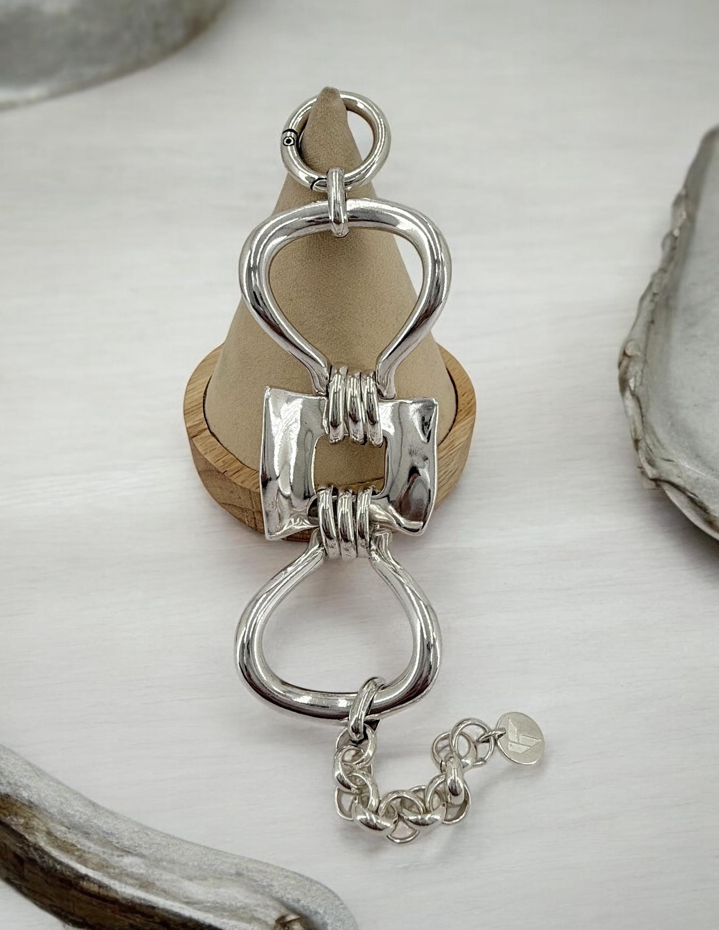 Chunky silver bracelet, cuff bracelet, silver bold bracelet, silver chain bracelet, thick link bracelet, uno de 50 style, statement bracelet