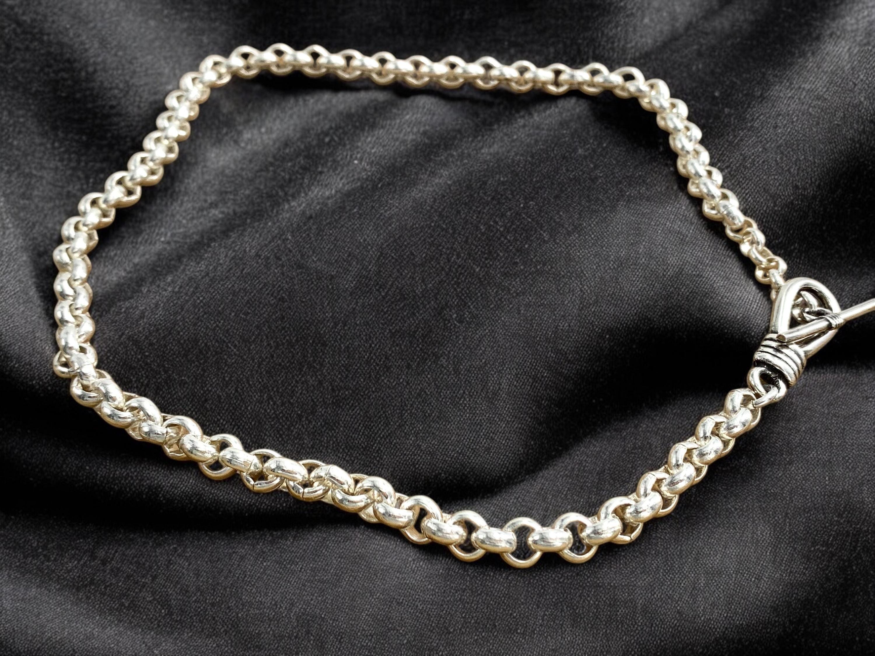 Gargantilla gruesa de cadena rolo plateada: joya llamativa bañada en plata con cierre de palanca. Regalo para mujer.
