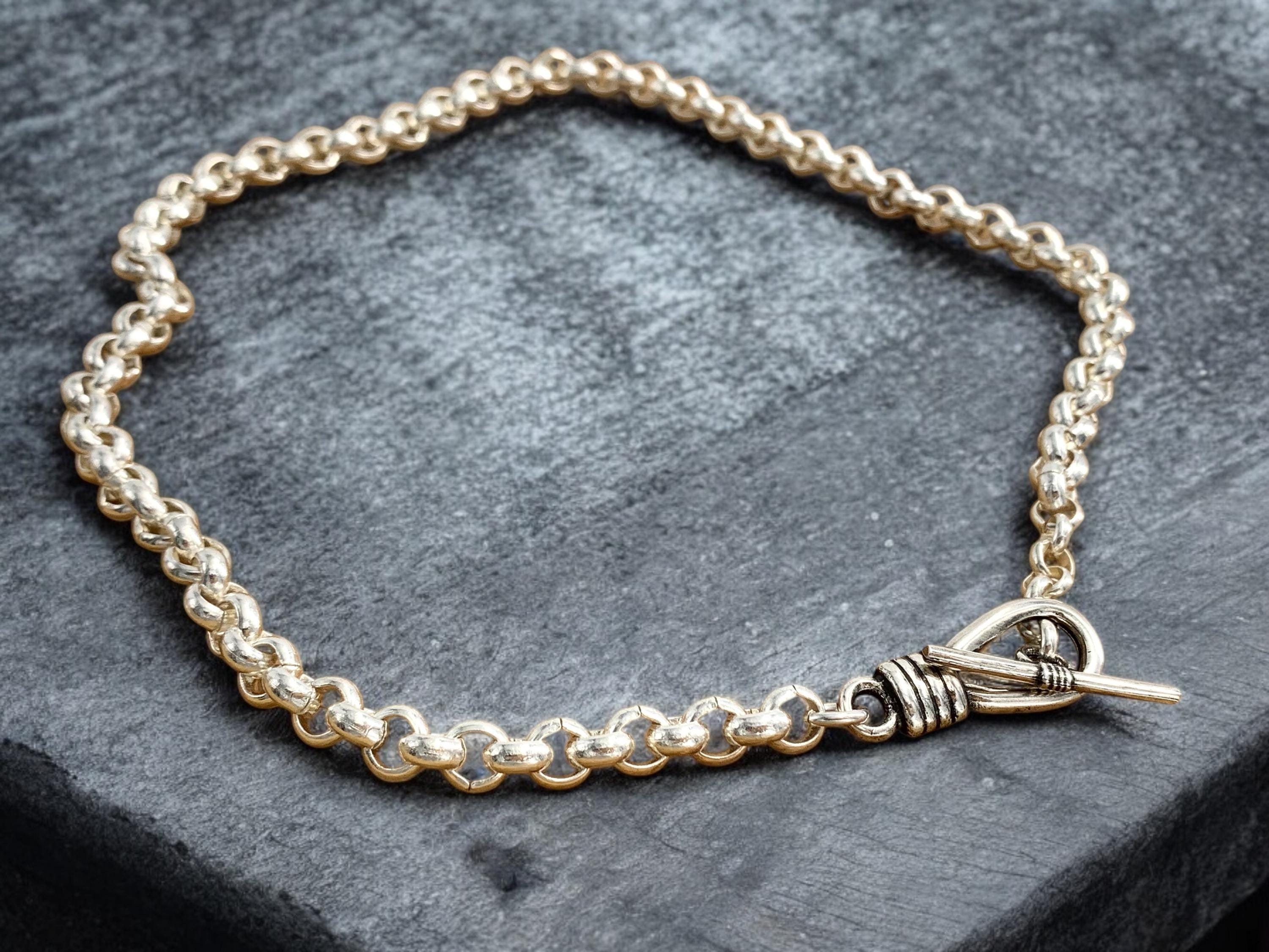 Gargantilla gruesa de cadena rolo plateada: joya llamativa bañada en plata con cierre de palanca. Regalo para mujer.