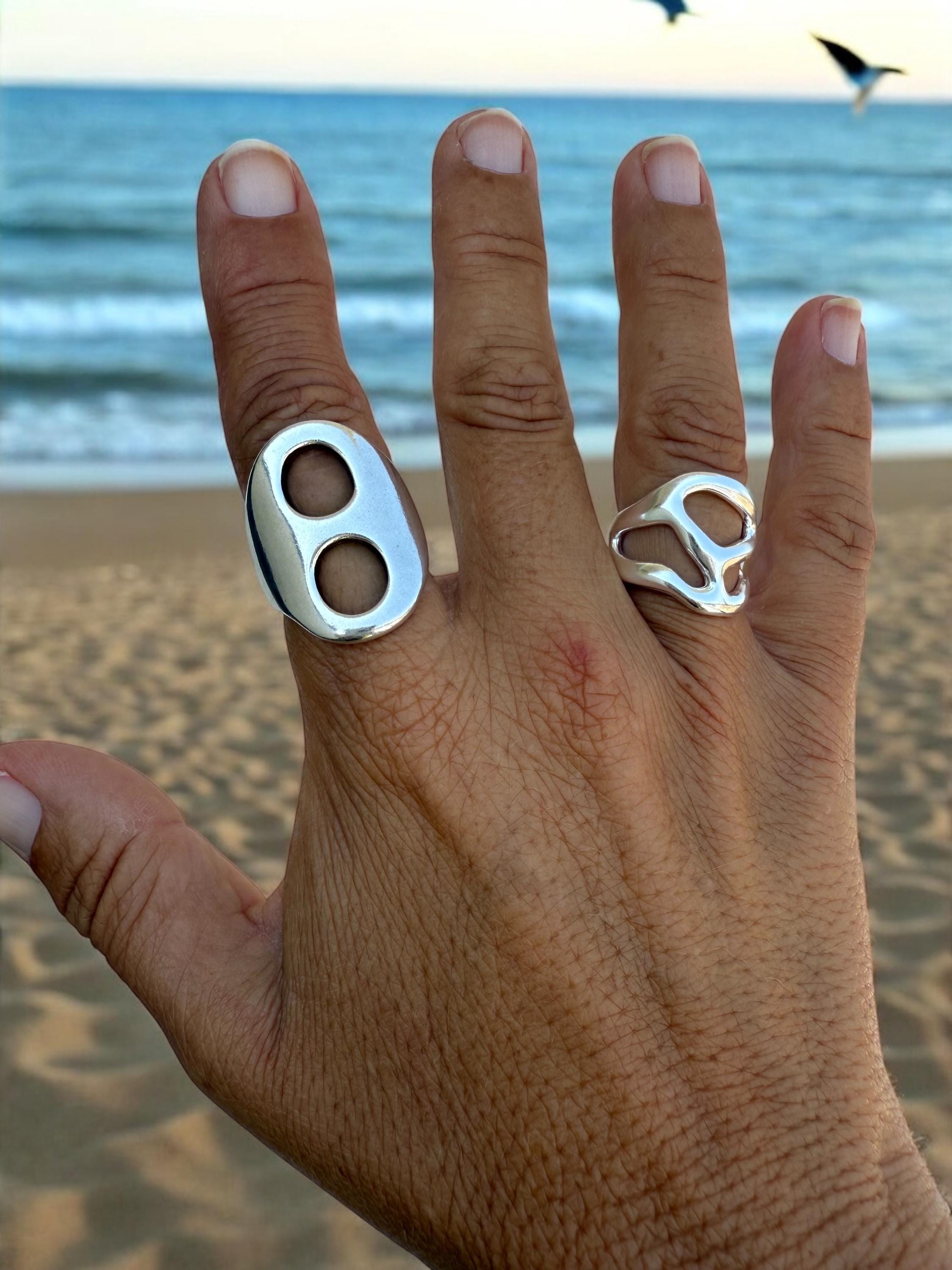 Chunky Silver Statement Ring – Bold Sculptural Handmade Jewelry for Women – Uno de 50 Inspired US Size 8 Gift for Her