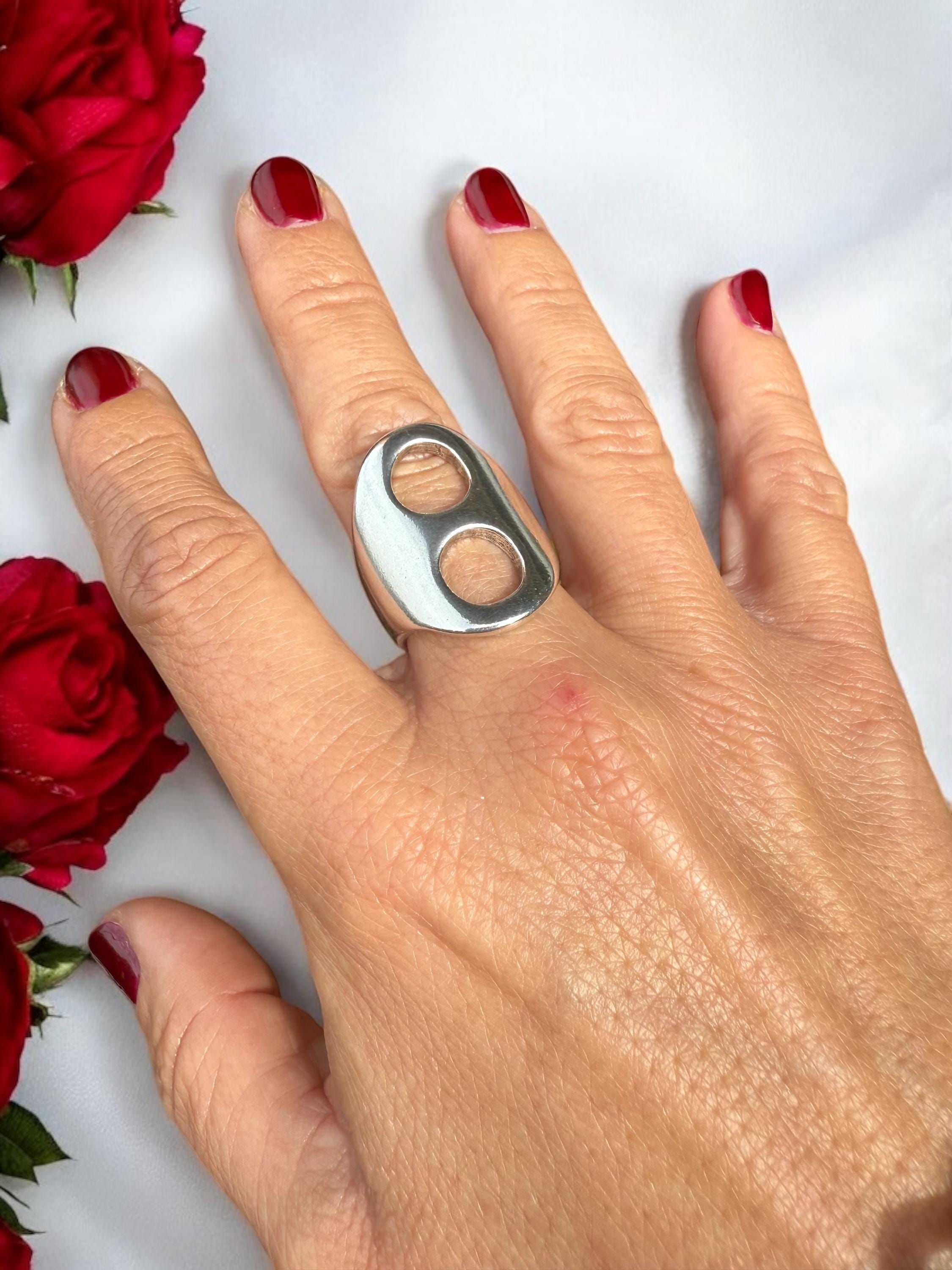 Chunky Silver Statement Ring – Bold Sculptural Handmade Jewelry for Women – Uno de 50 Inspired US Size 8 Gift for Her