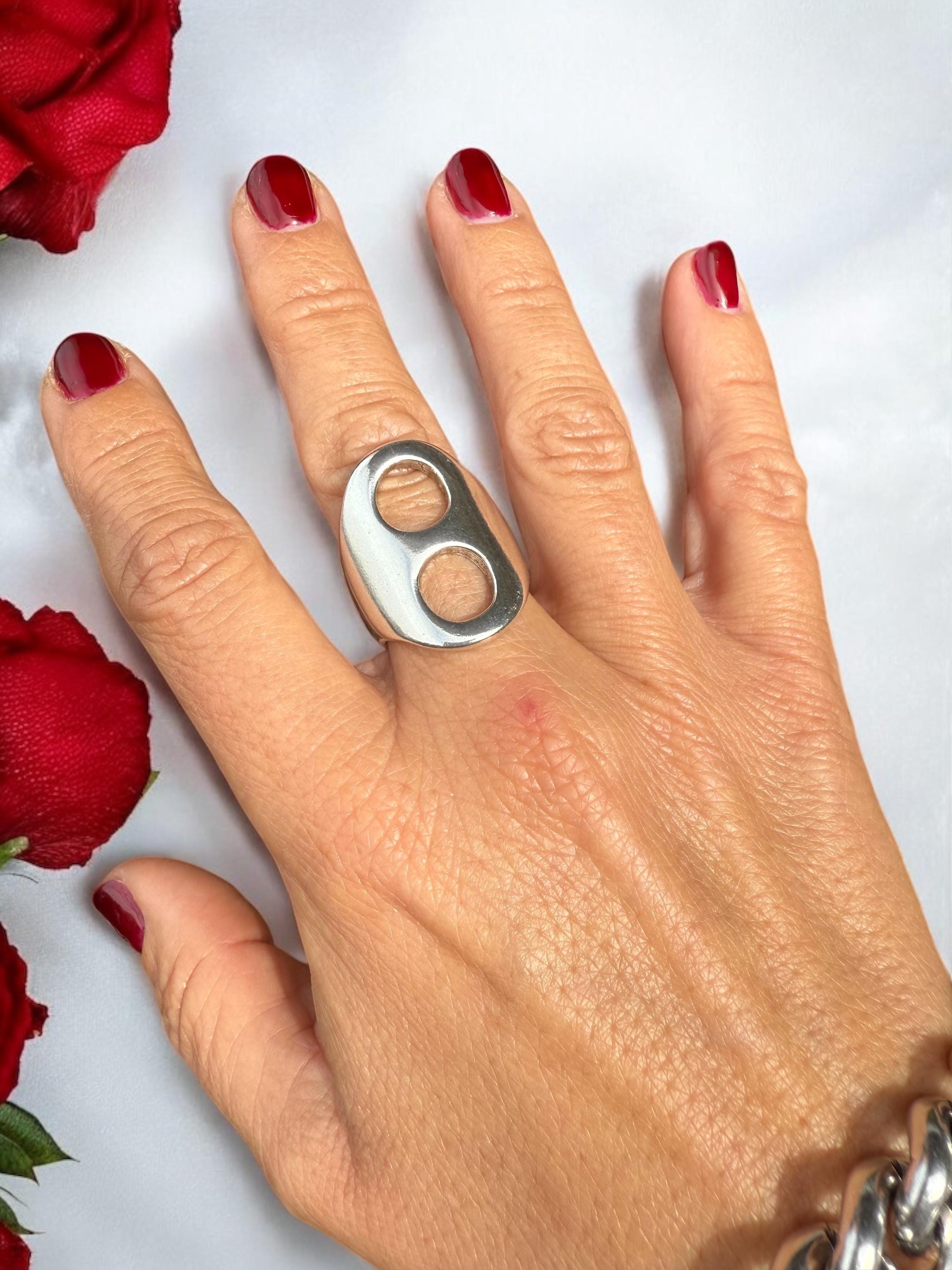 Chunky Silver Statement Ring – Bold Sculptural Handmade Jewelry for Women – Uno de 50 Inspired US Size 8 Gift for Her