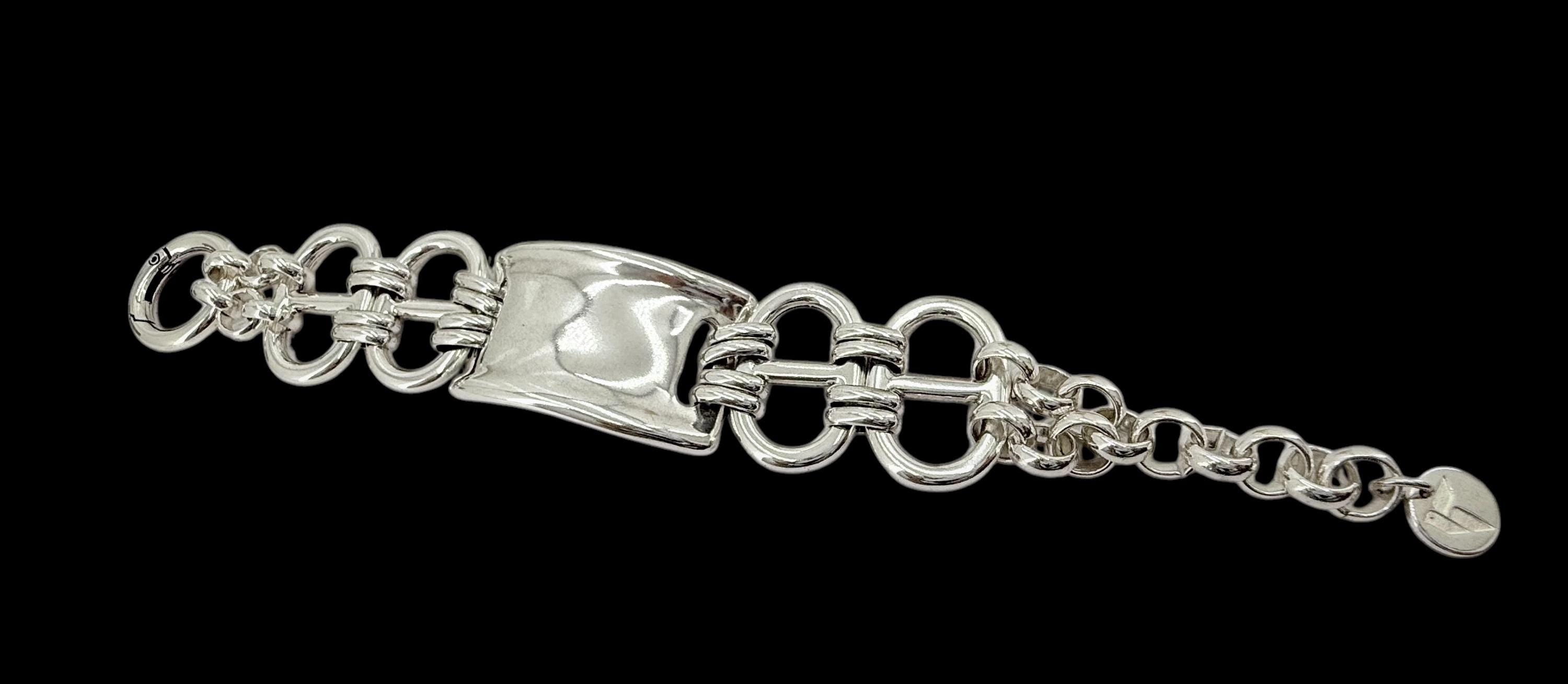 Chunky silver bracelet, cuff bracelet, silver bold bracelet, silver chain bracelet, thick link bracelet, uno de 50 style, statement bracelet
