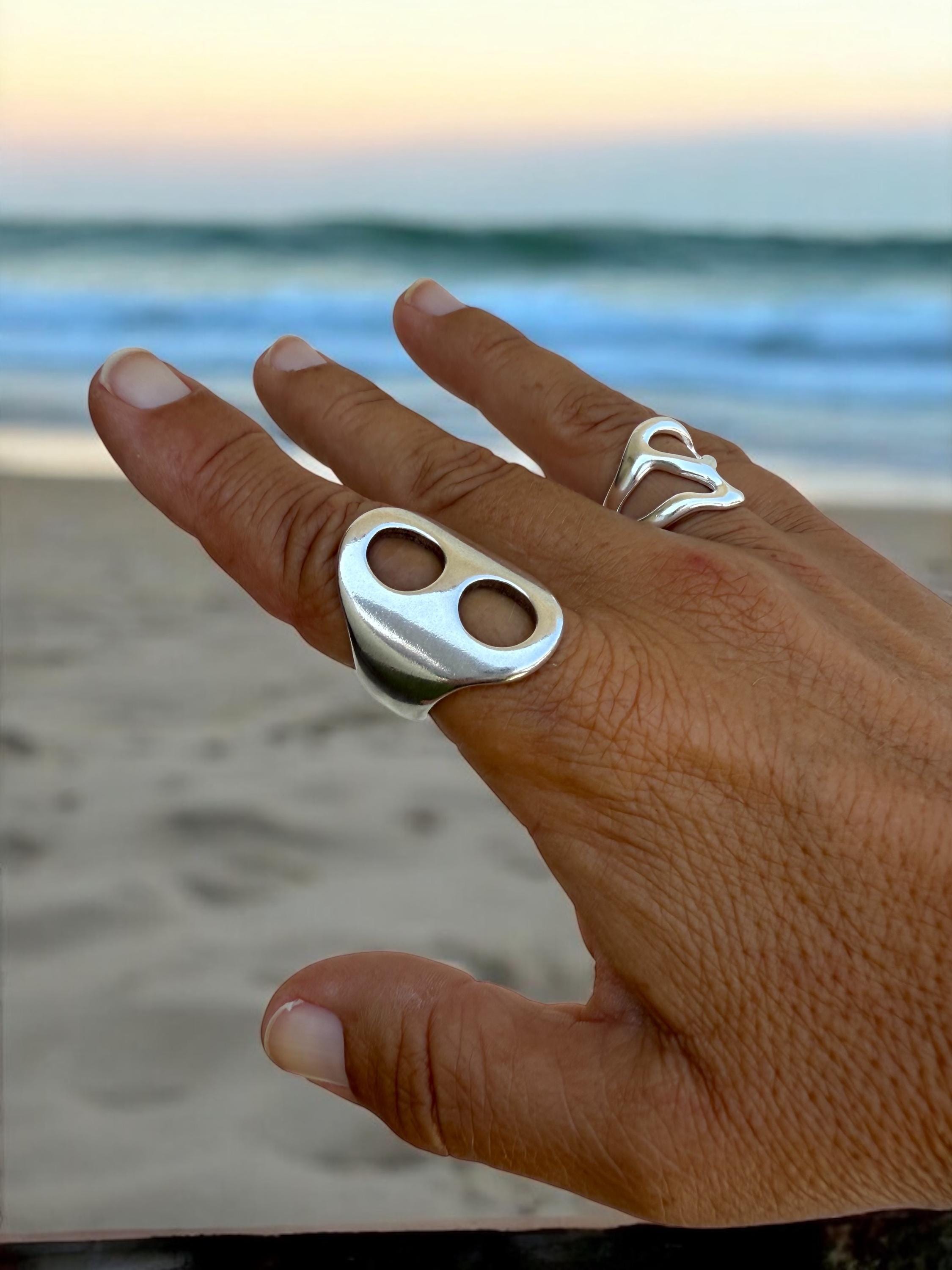 Chunky Silver Statement Ring – Bold Sculptural Handmade Jewelry for Women – Uno de 50 Inspired US Size 8 Gift for Her