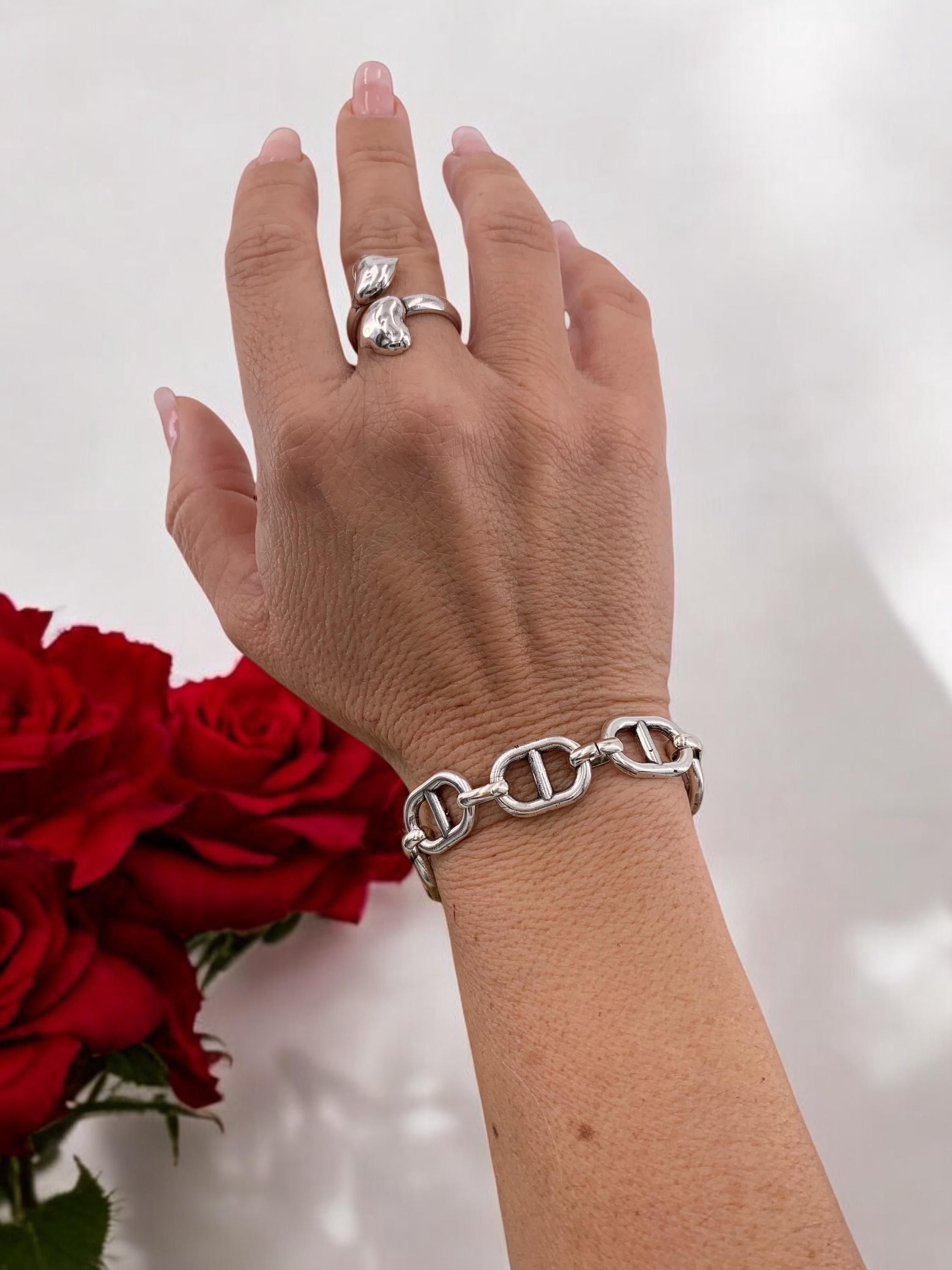 Chunky Silver mariner link Chain Bracelet – Bold Design – Handmade in silver plated Zamak – Kukuri Exclusive