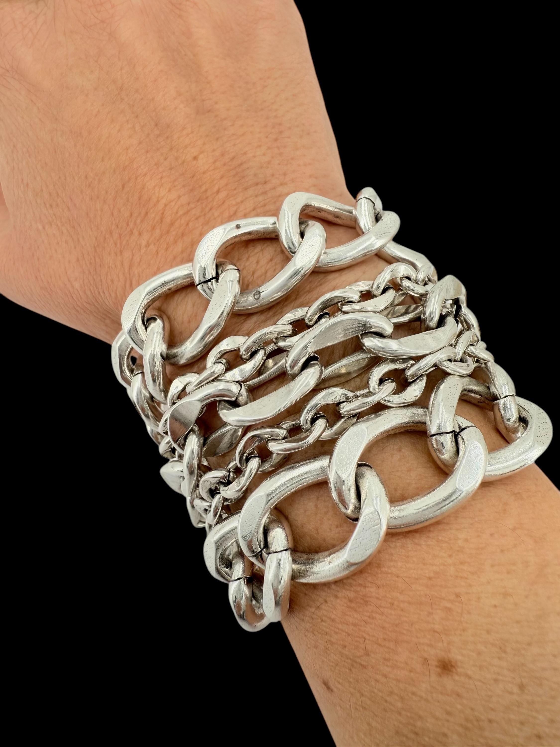 Multi standard Chunky Silver chain bracelet, vintage big link bracelet, very heavyweight bracelet, thick bracelet, extravagant bracelet