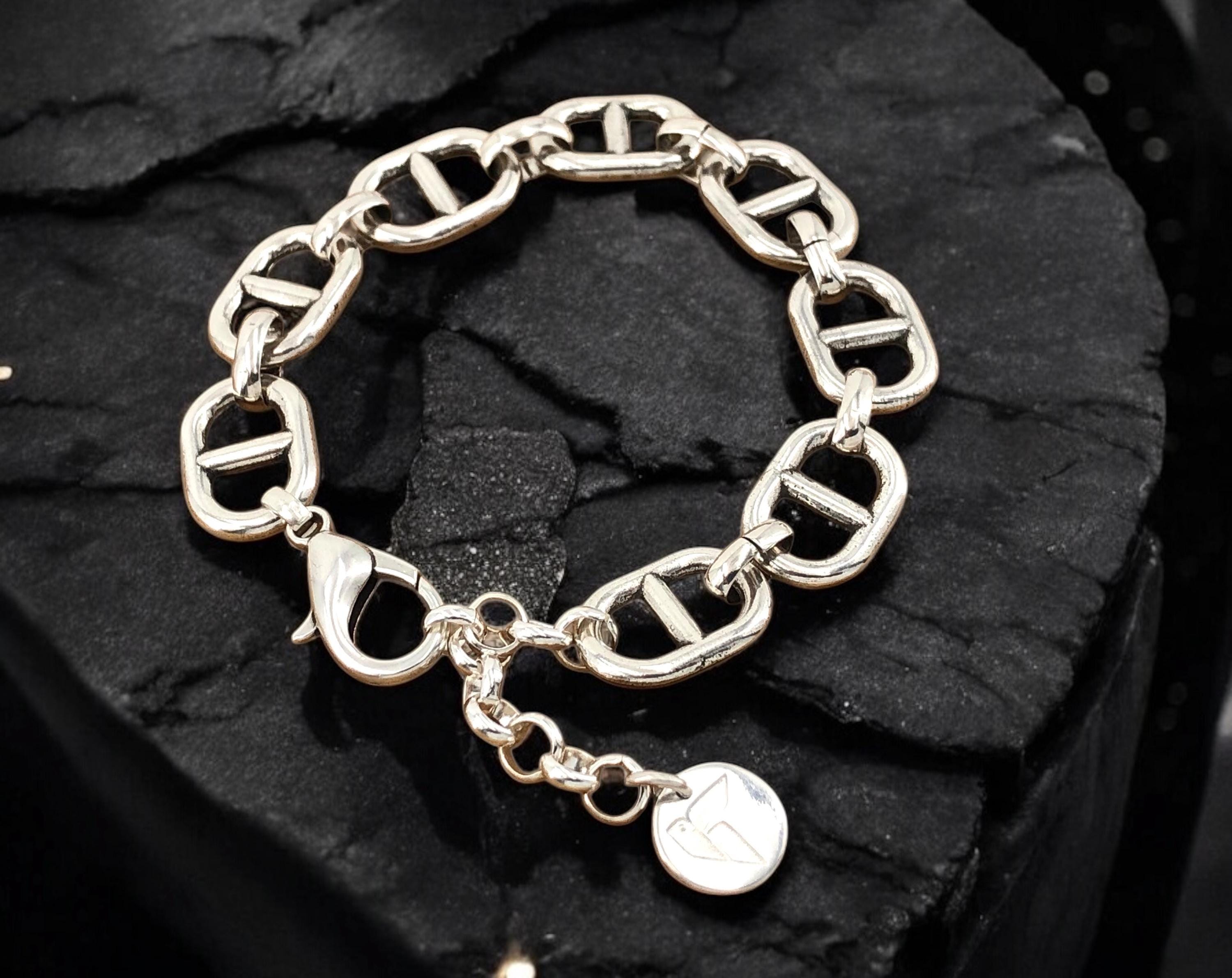 Chunky Silver mariner link Chain Bracelet – Bold Design – Handmade in silver plated Zamak – Kukuri Exclusive