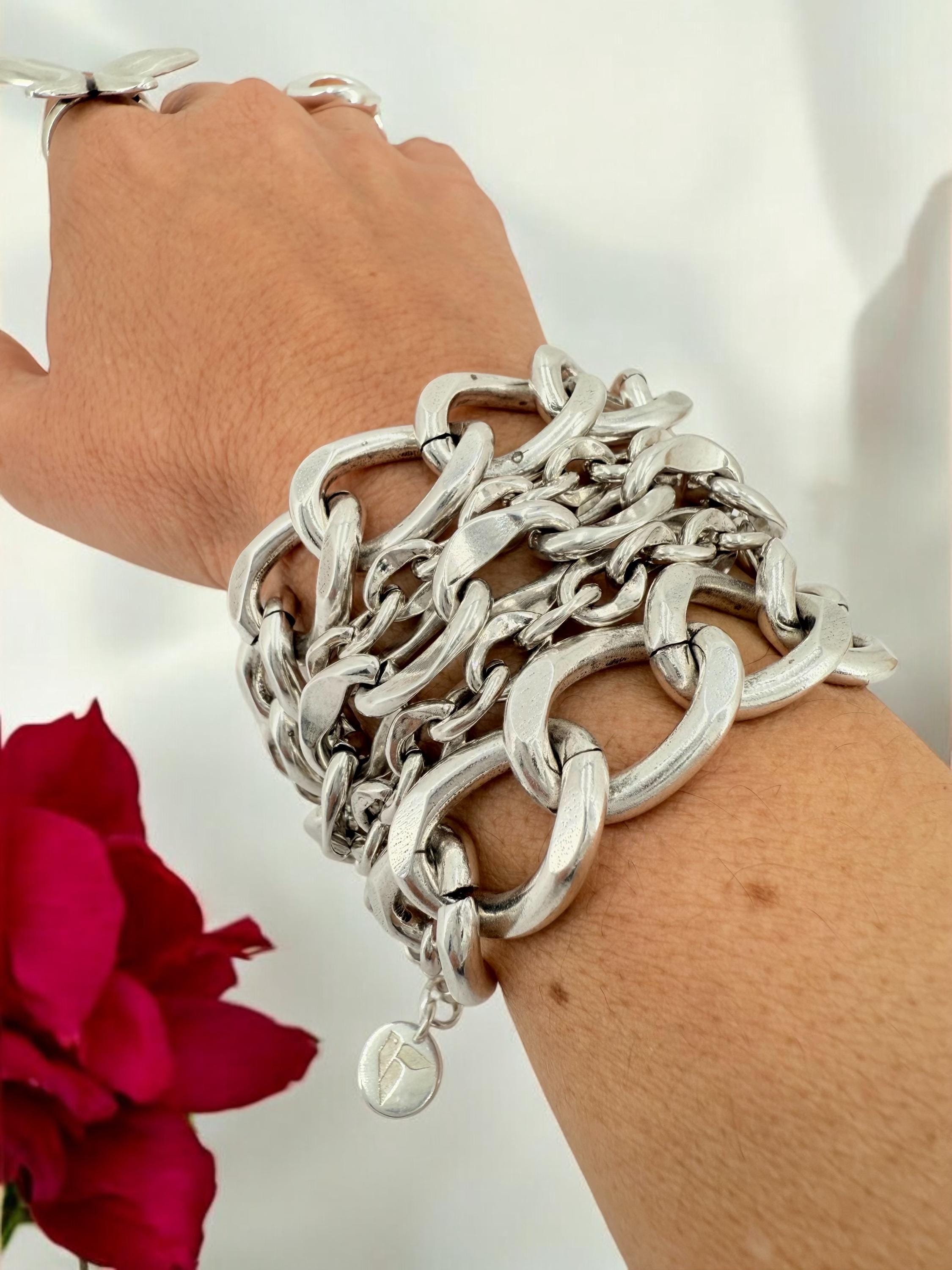 Multi standard Chunky Silver chain bracelet, vintage big link bracelet, very heavyweight bracelet, thick bracelet, extravagant bracelet