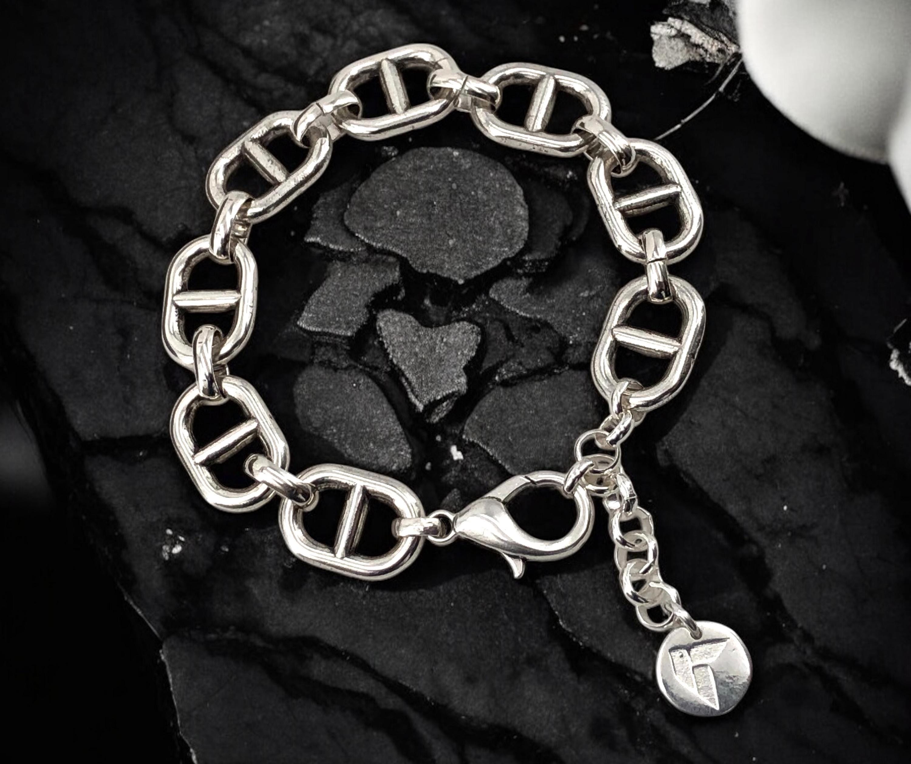 Chunky Silver mariner link Chain Bracelet – Bold Design – Handmade in silver plated Zamak – Kukuri Exclusive
