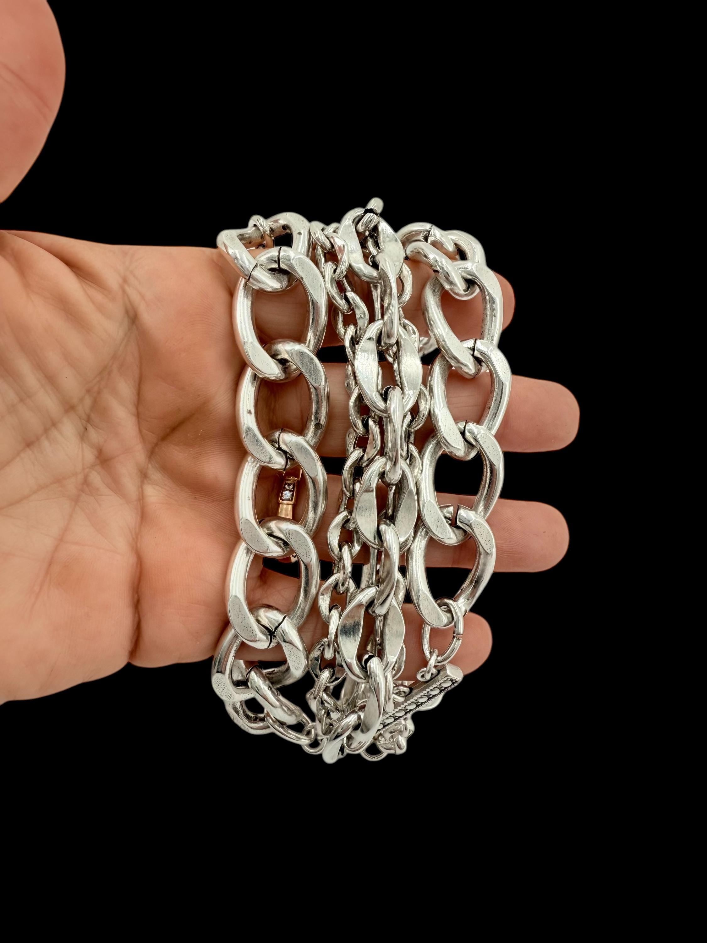 Multi standard Chunky Silver chain bracelet, vintage big link bracelet, very heavyweight bracelet, thick bracelet, extravagant bracelet