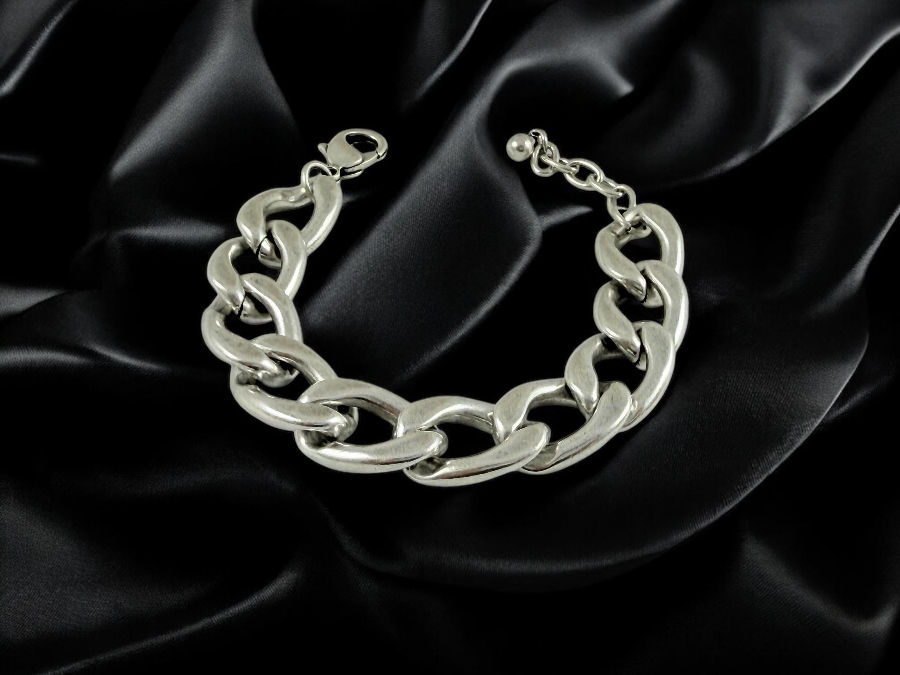 Chunky Silver Cuban Chain Bracelet – Bold Thick Link – edgy Handmade Jewelry – Kukuri Exclusive - unisex gift