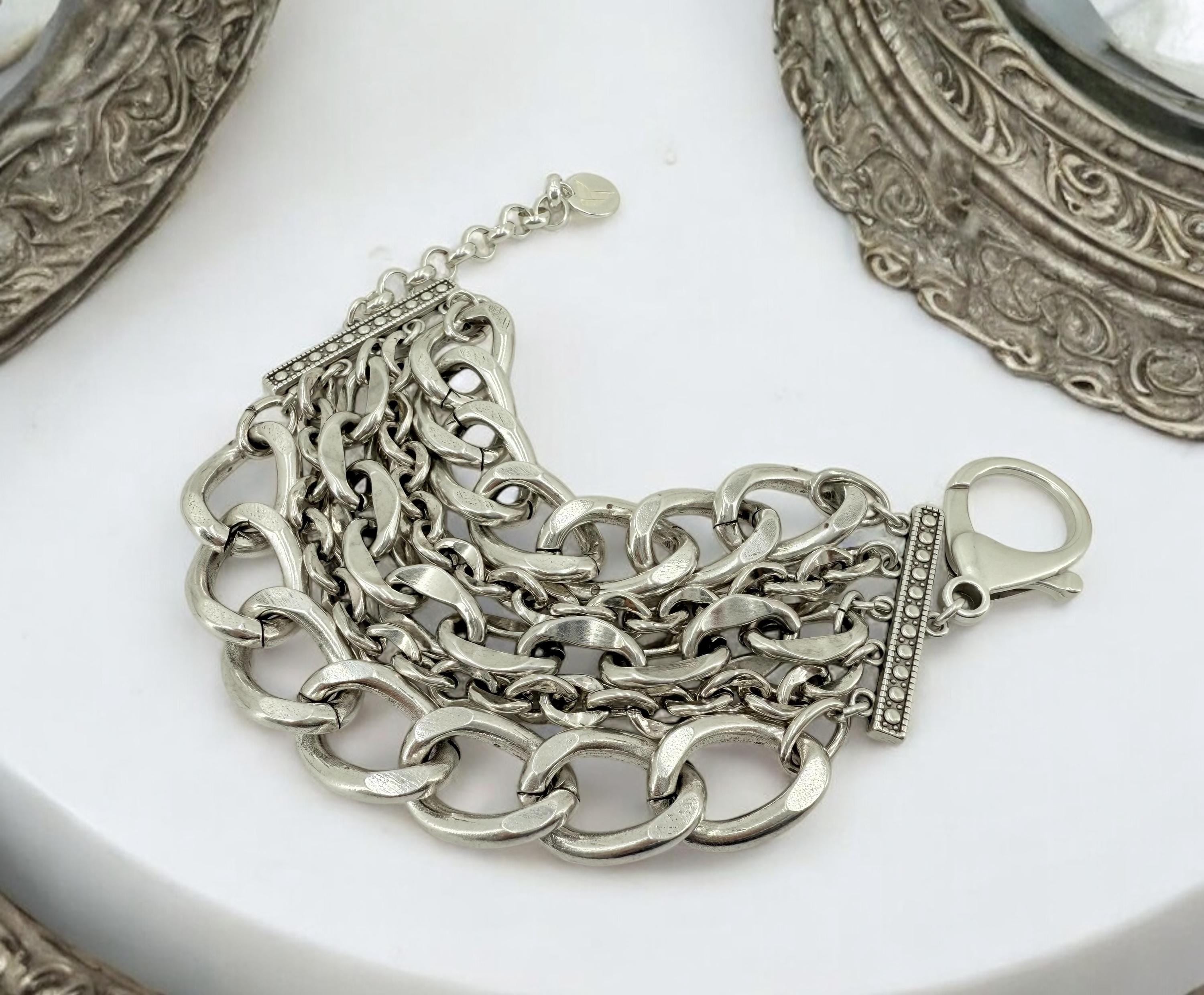 Multi standard Chunky Silver chain bracelet, vintage big link bracelet, very heavyweight bracelet, thick bracelet, extravagant bracelet