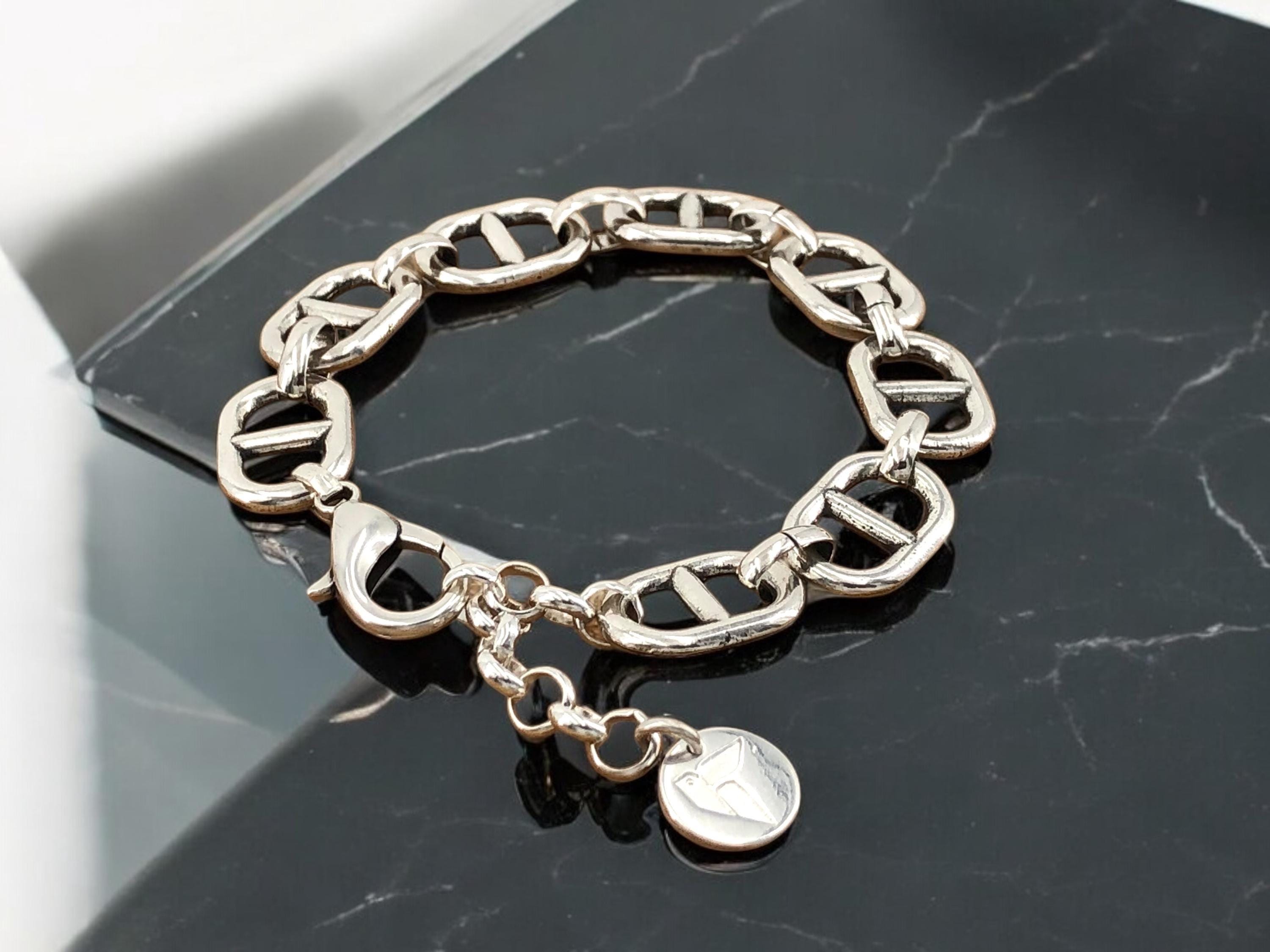 Chunky Silver mariner link Chain Bracelet – Bold Design – Handmade in silver plated Zamak – Kukuri Exclusive