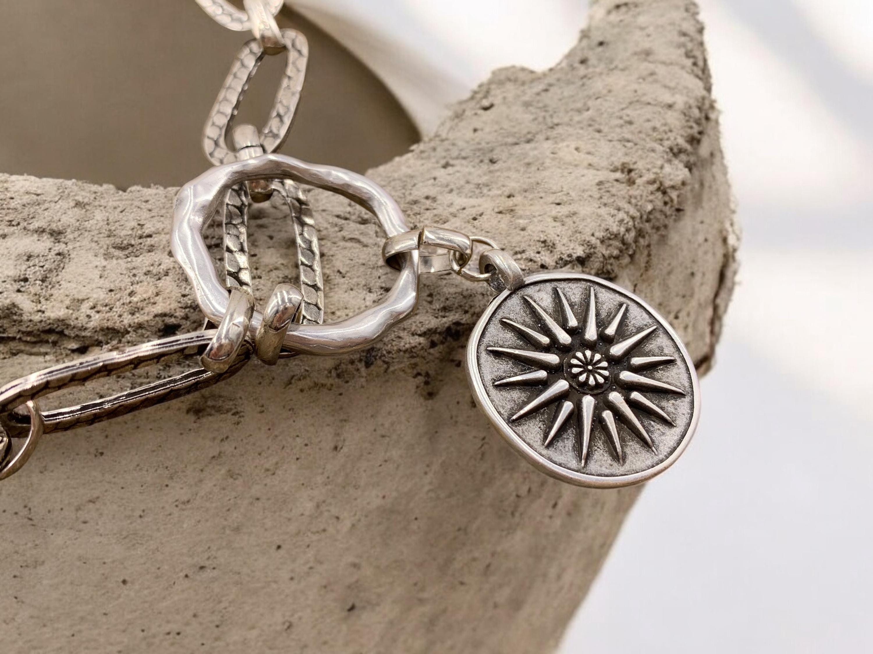 Chunky Antique Silver Chain Necklace with Greek Coin Pendant – Alexander the Great – Bold Statement Jewelry – Kukuri Exclusive