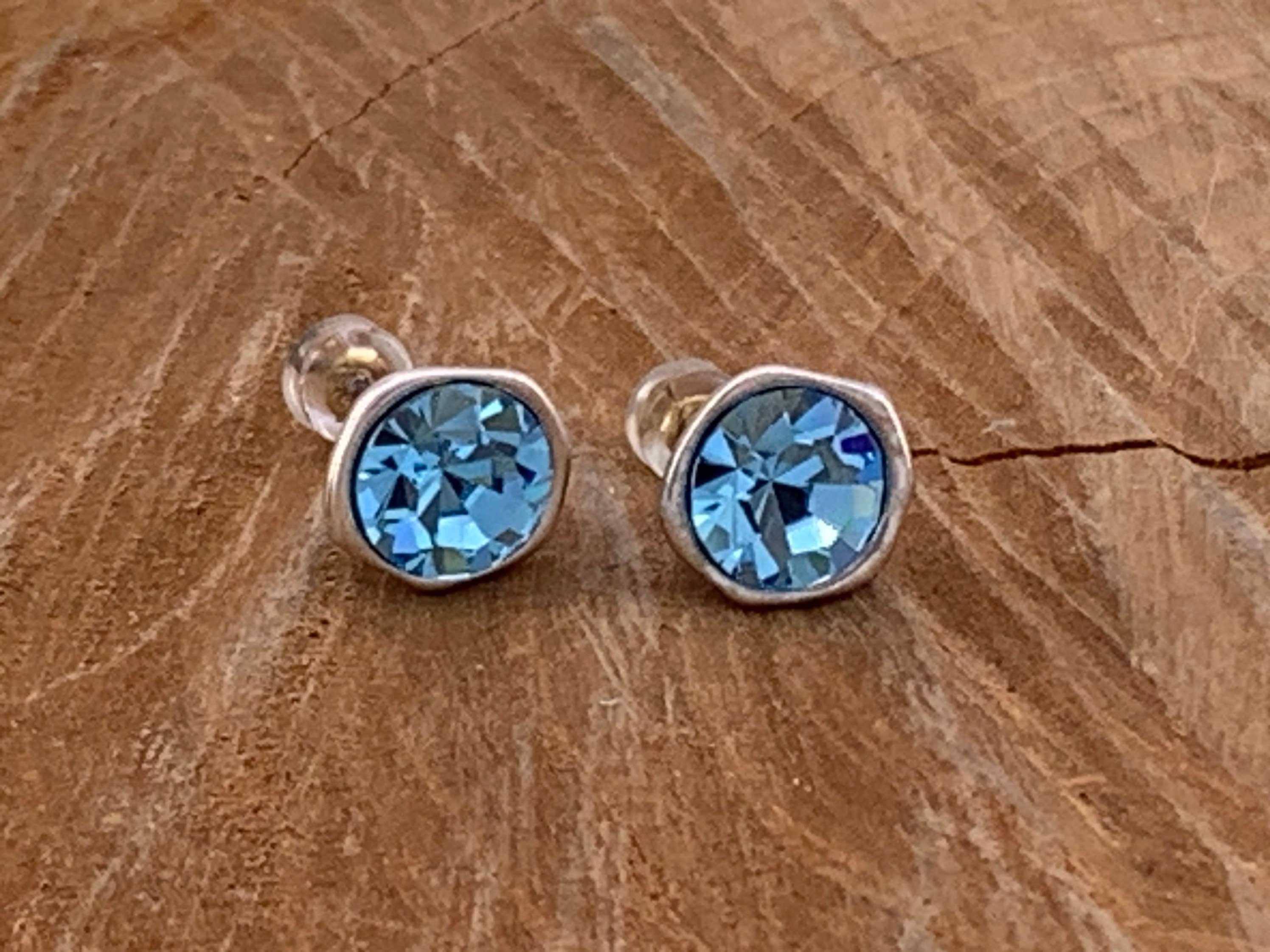 Swarovski Crystal Stud Earrings – Modern Silver Design with Custom Color Options, dainty sparkle uno de 50 style earrings, women gift
