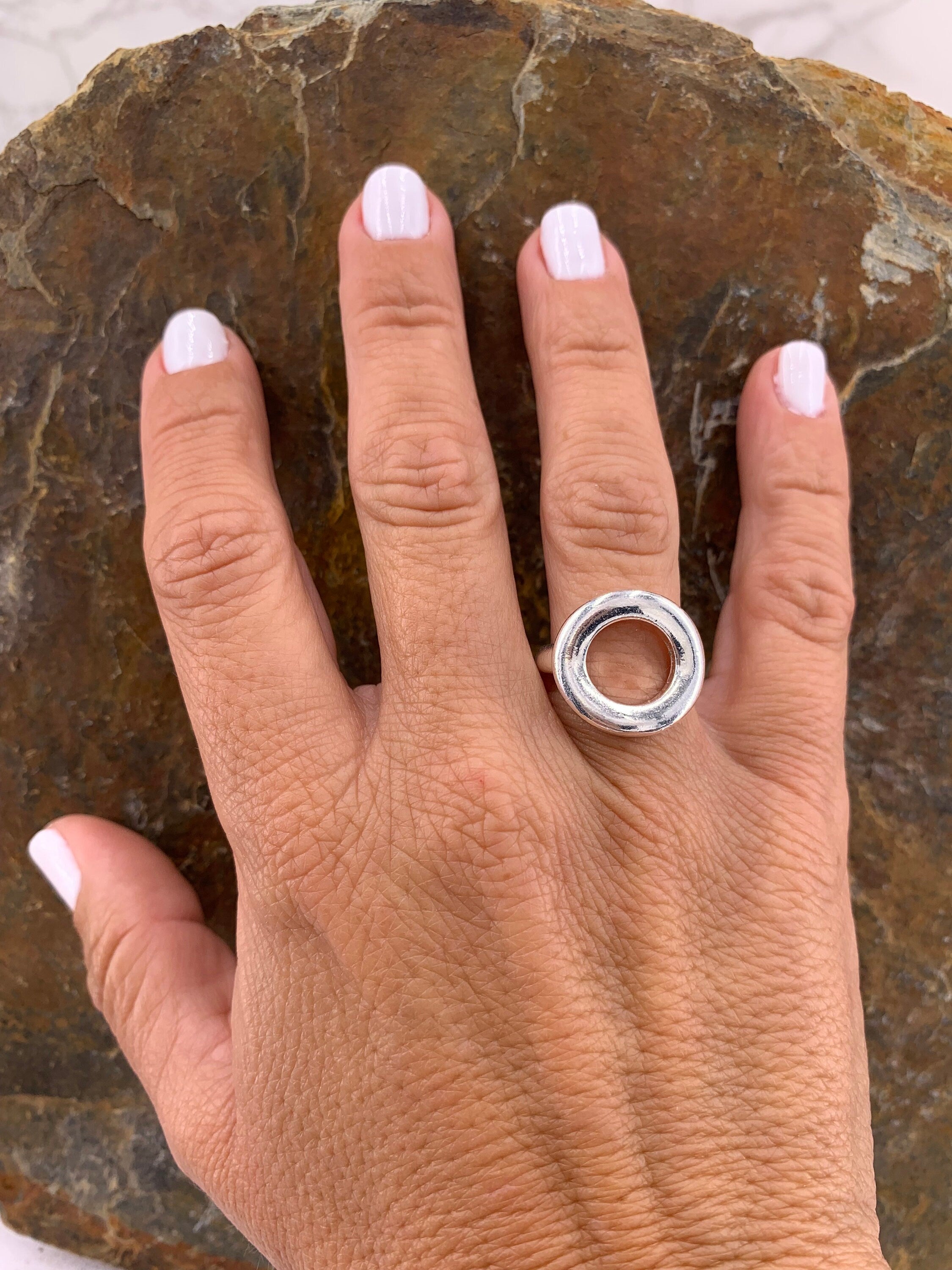 Chunky ring, Silver boho ring, engraved boho silver ring, french clasp silver ring, Statement ring,