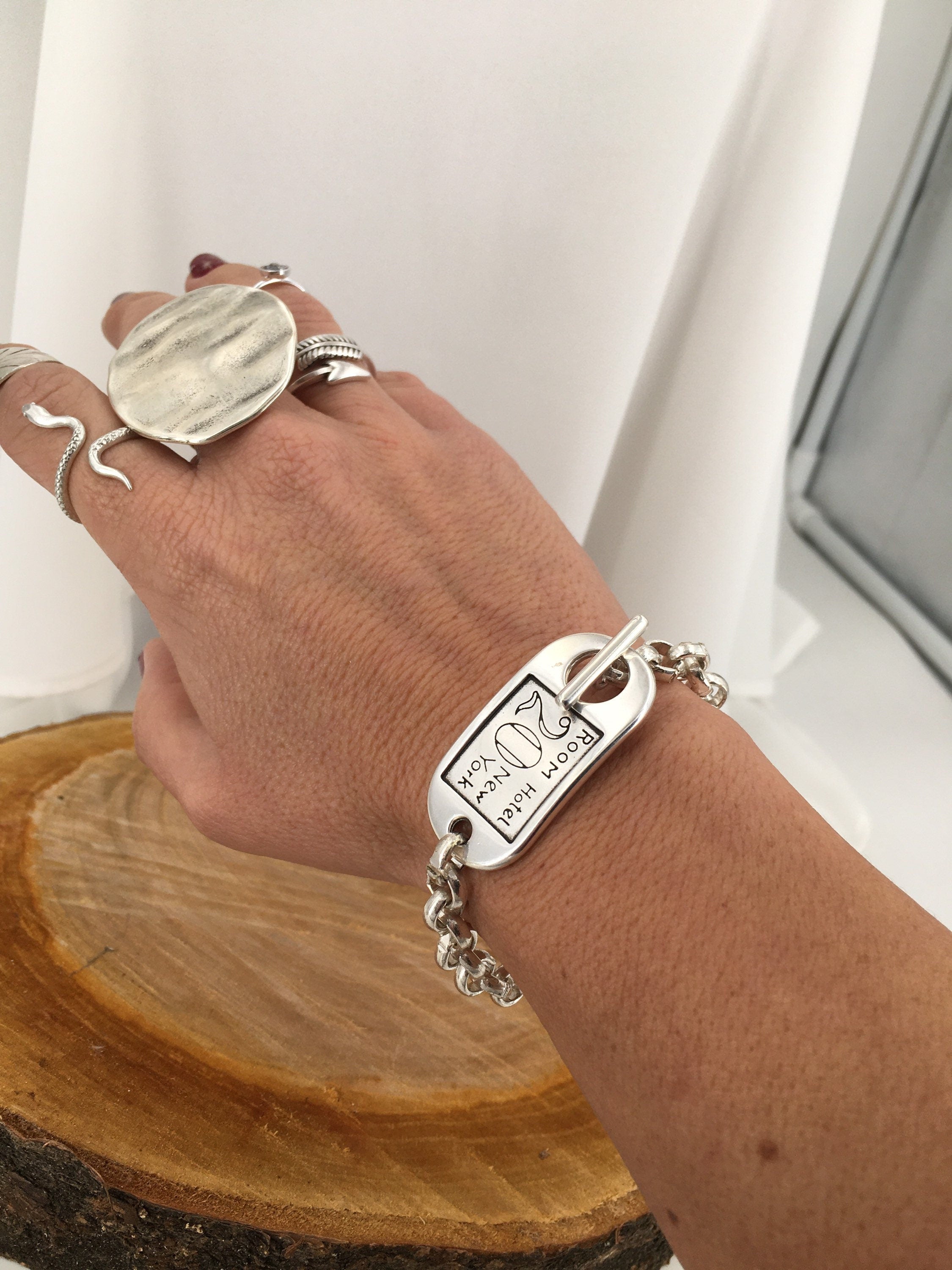 Chunky silver chain bracelet, statement bracelet, bold chain bracelet, bulky bracelet, rock bracelet, ID Toggle bracelet, gift for her,