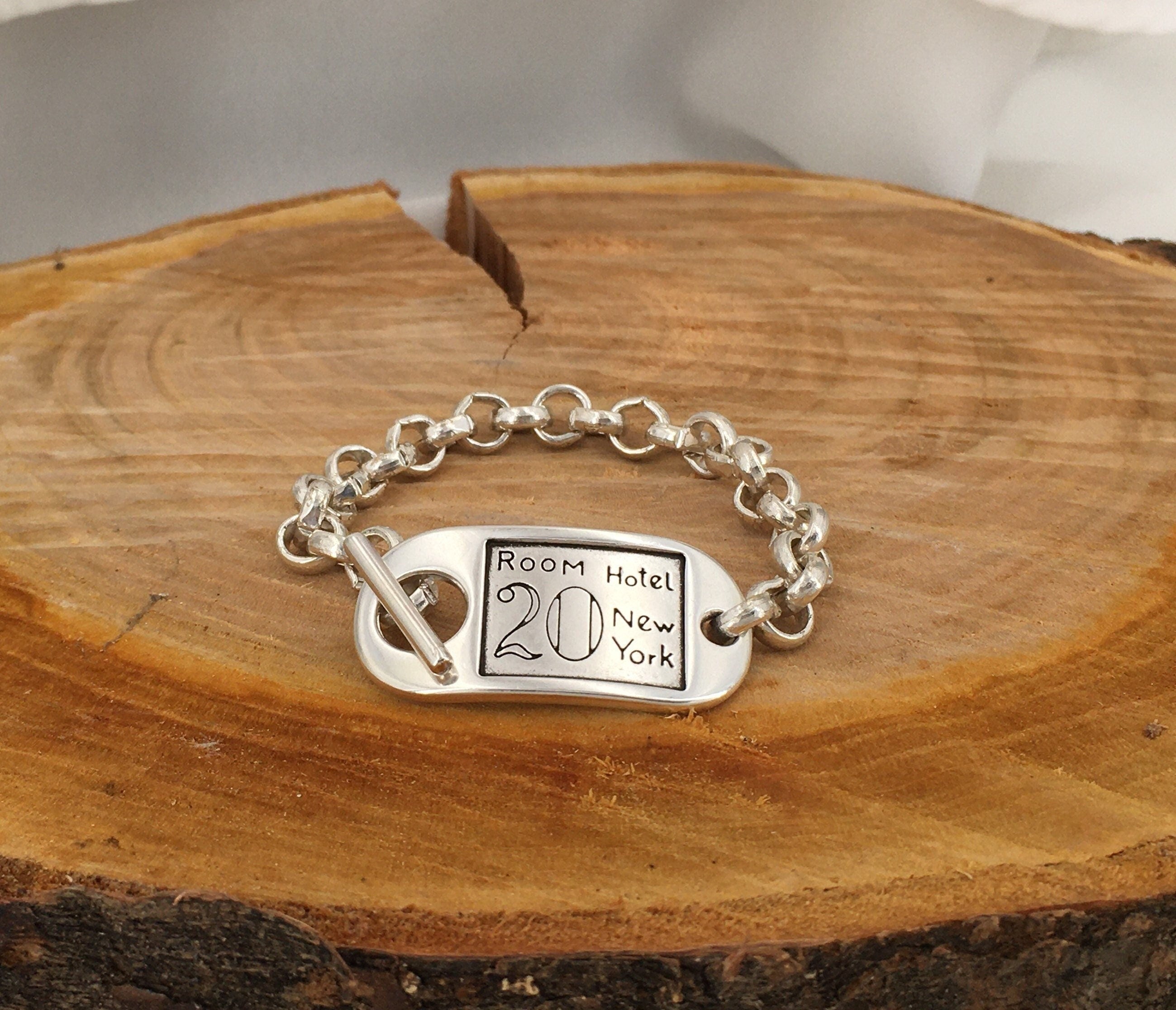 Chunky silver chain bracelet, statement bracelet, bold chain bracelet, bulky bracelet, rock bracelet, ID Toggle bracelet, gift for her,