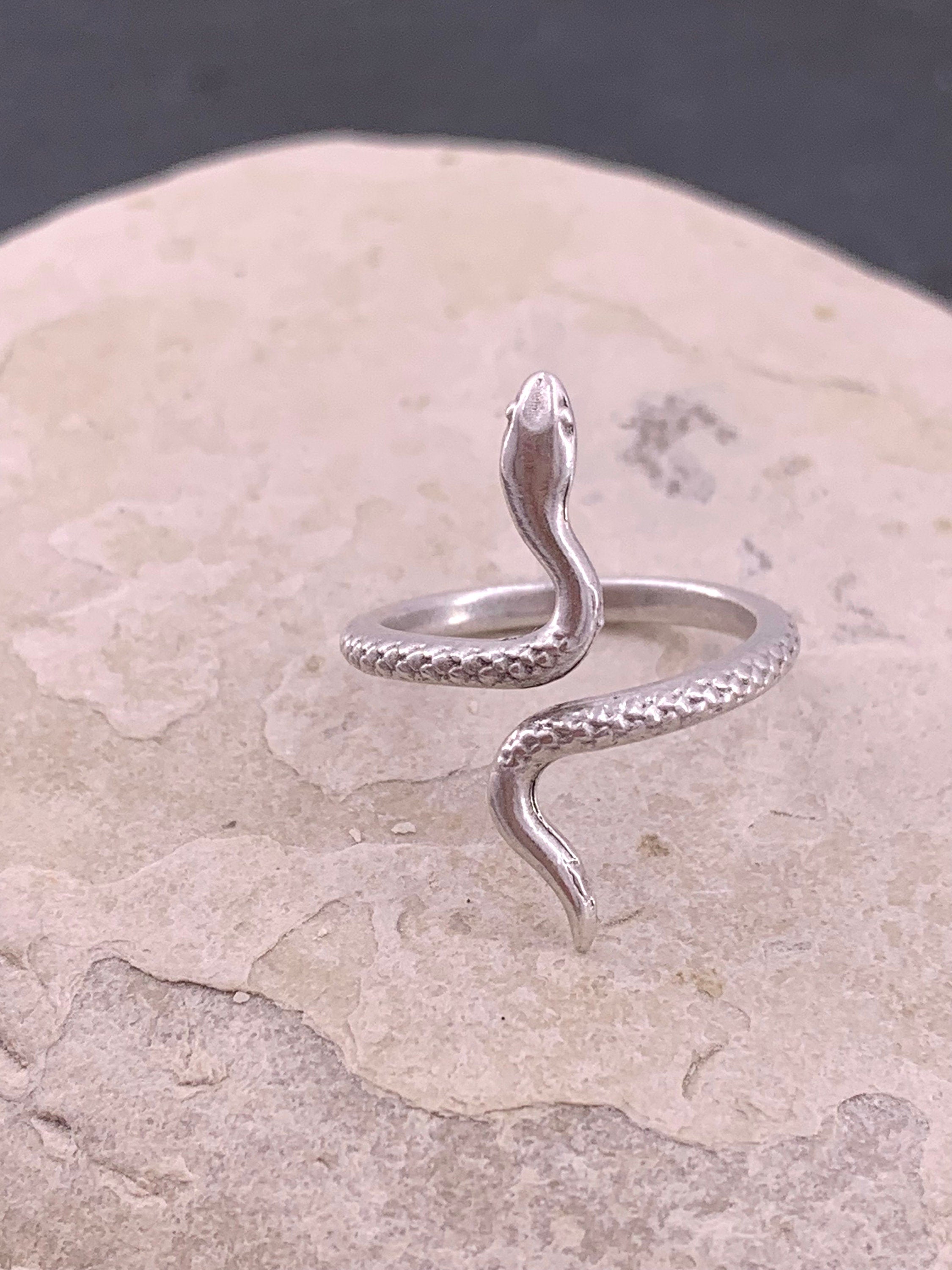 Sterling Silver Plated Snake Ring: Adjustable Bohemian Serpent Jewelry