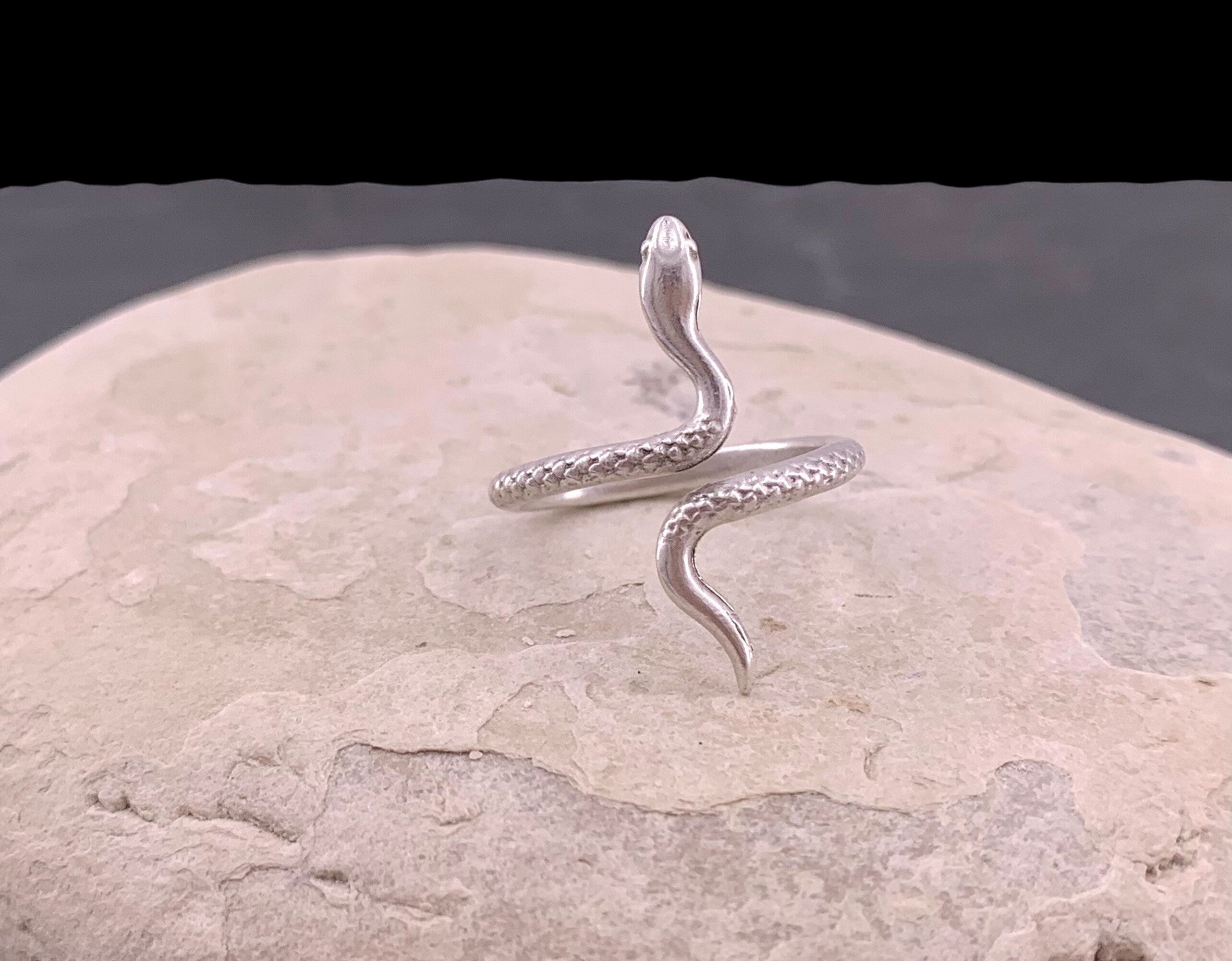 Sterling Silver Plated Snake Ring: Adjustable Bohemian Serpent Jewelry