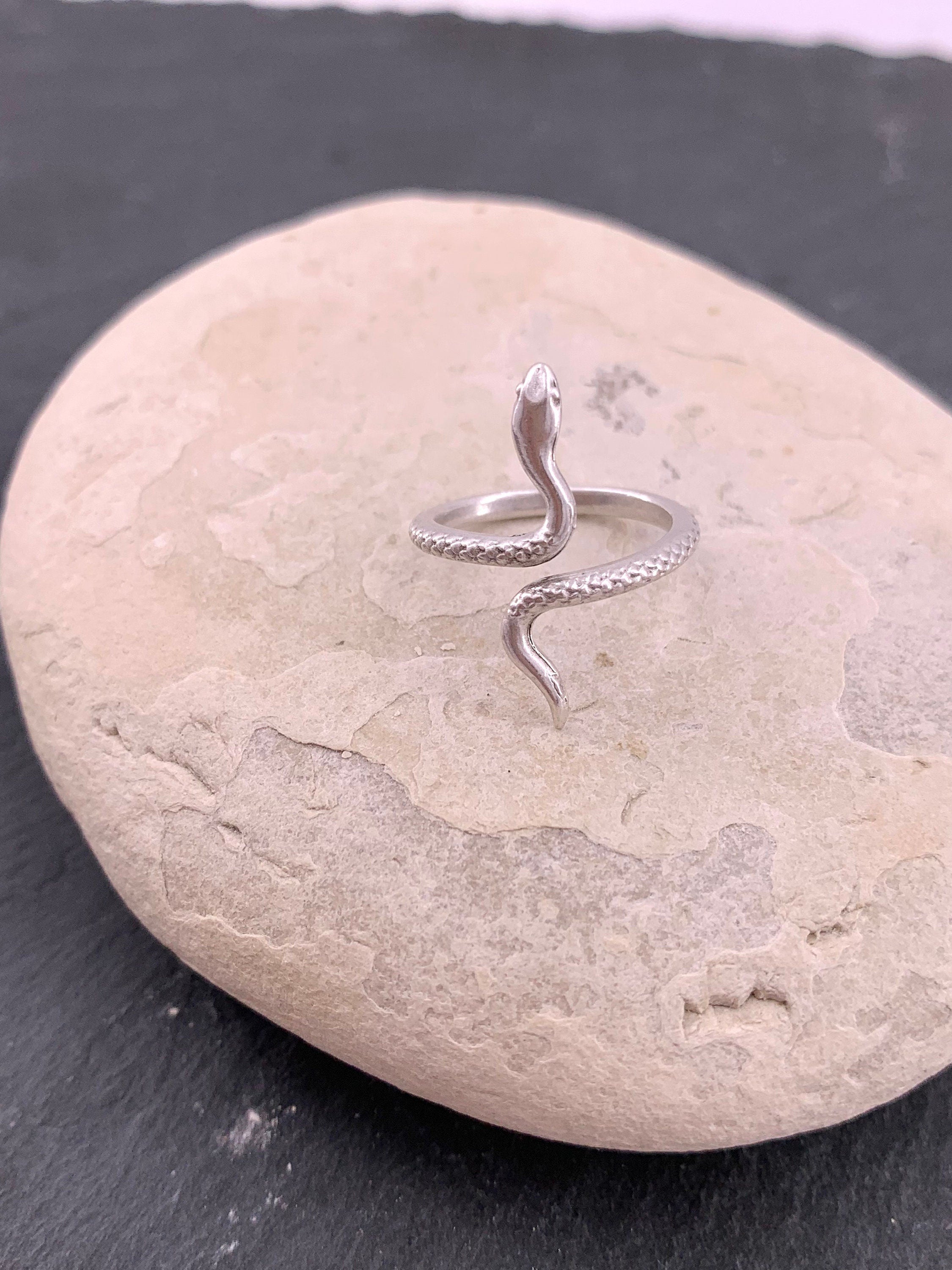 Sterling Silver Plated Snake Ring: Adjustable Bohemian Serpent Jewelry