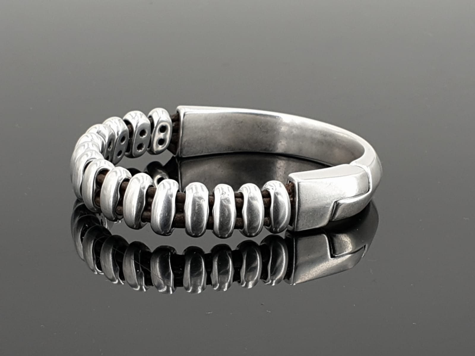 Men's silver metal heavy bracelet, men chunky bracelet, thick silver bracelet for men, striking voluminous bracelet, unique men gift idea