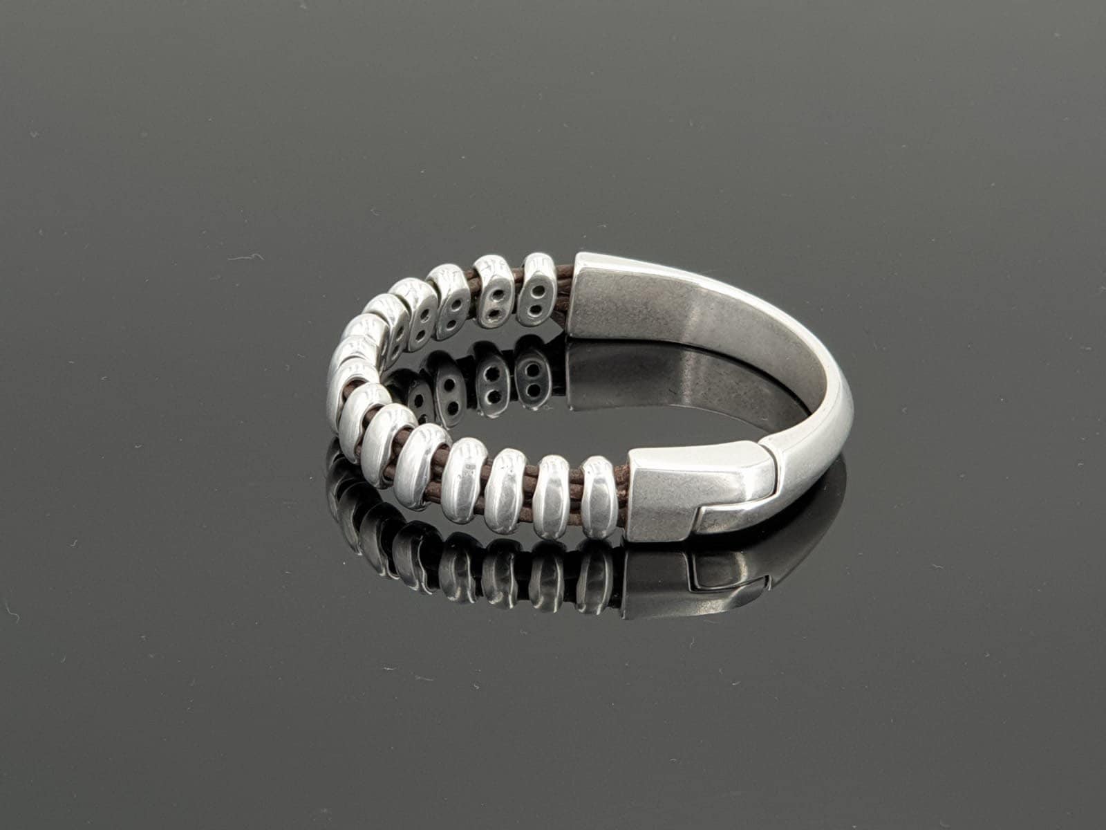 Men's silver metal heavy bracelet, men chunky bracelet, thick silver bracelet for men, striking voluminous bracelet, unique men gift idea