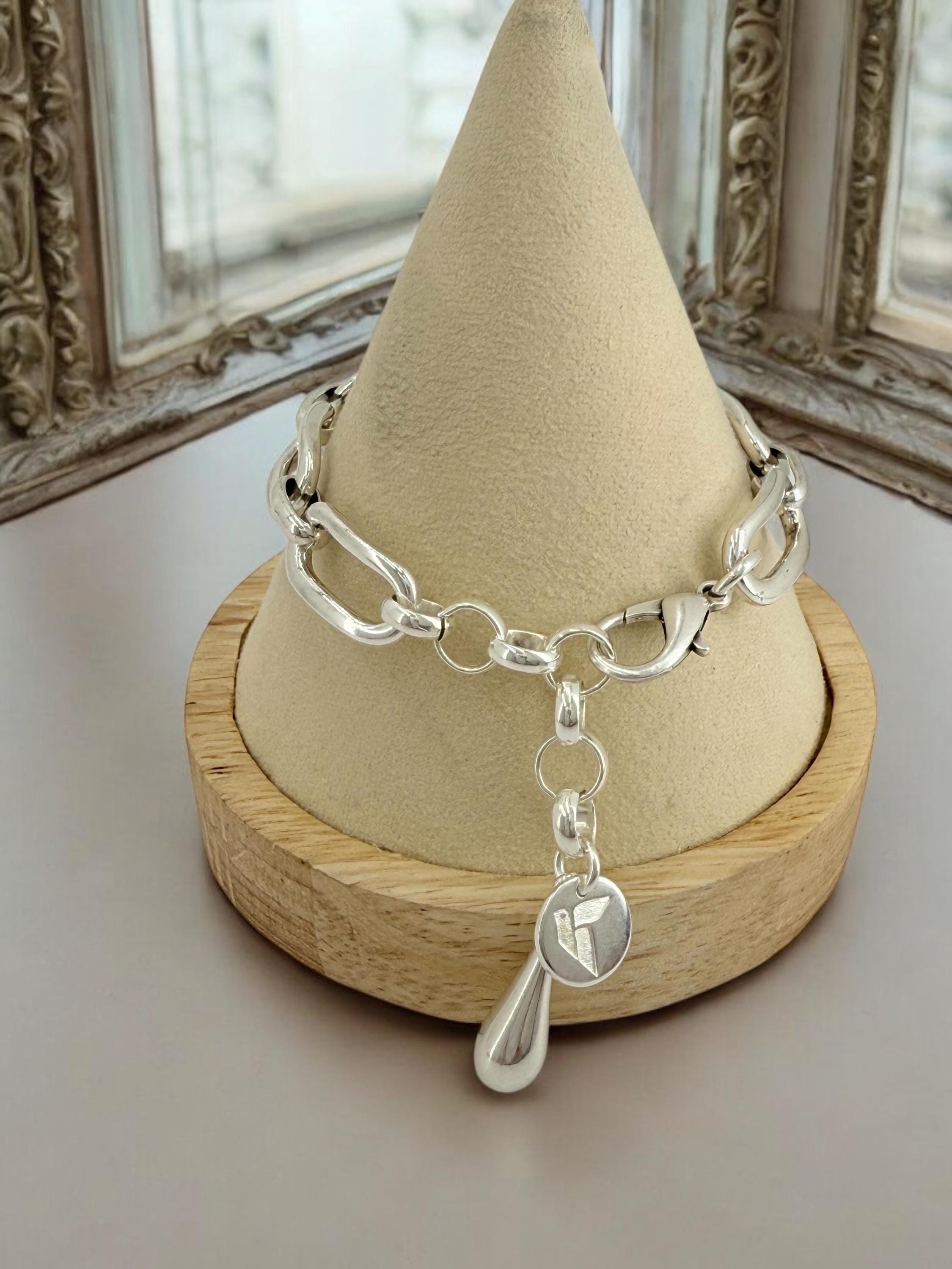 Chunky silver bracelet, bold link bracelet, thick chain bracelet, statement boho bracelet, uno de 50 style, bracelet, women birthday gift