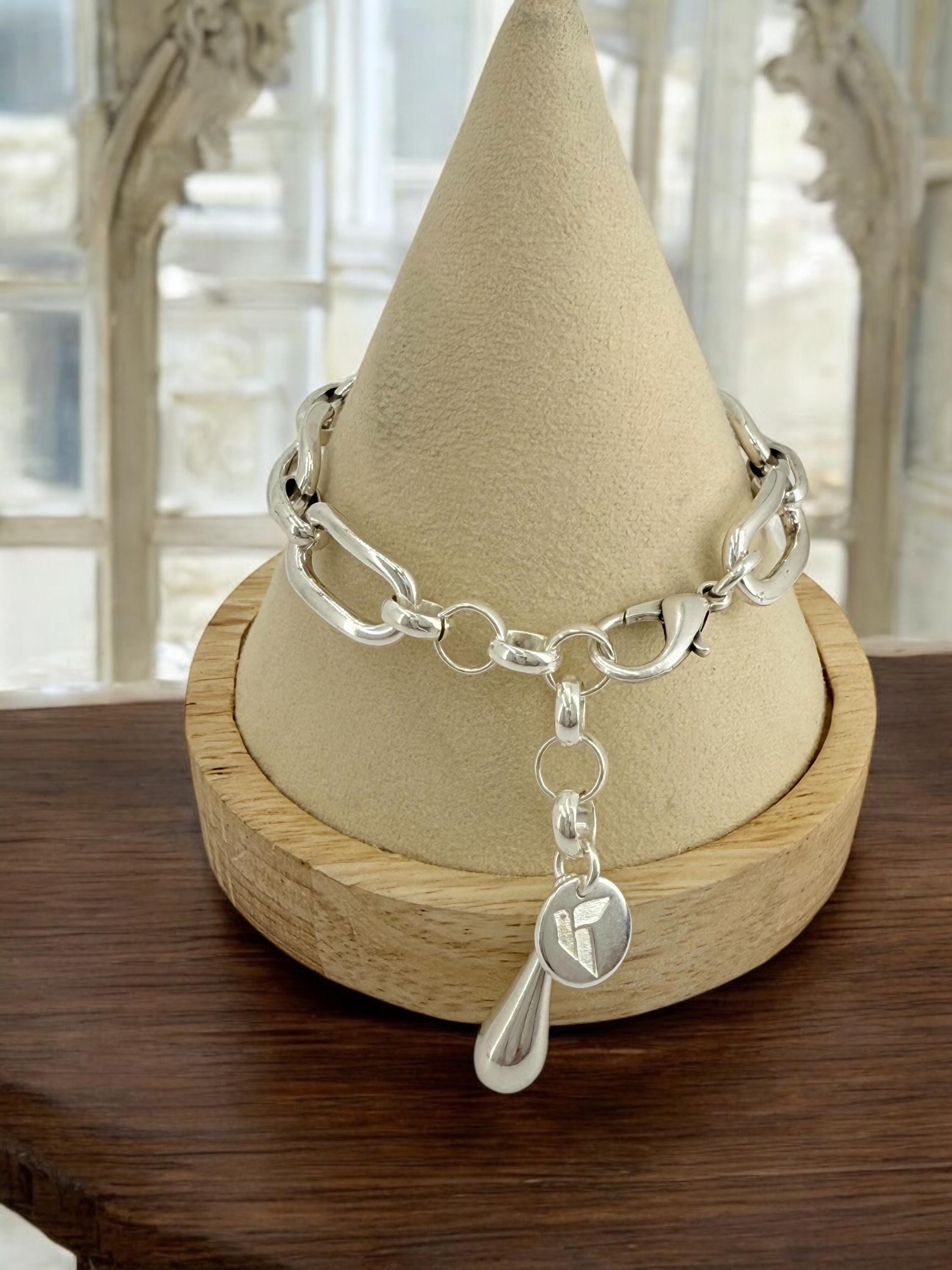 Chunky silver bracelet, bold link bracelet, thick chain bracelet, statement boho bracelet, uno de 50 style, bracelet, women birthday gift