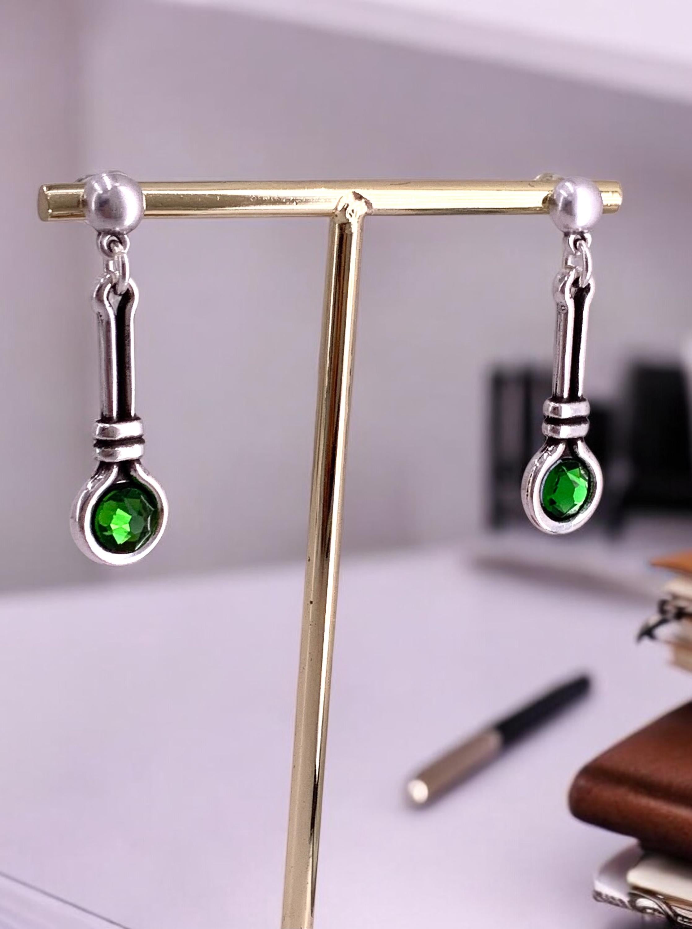 Silver dangling earrings with Swarovski crystal, stunning medium size earring, dangle earrings, uno de 50 style, valentines gift for her