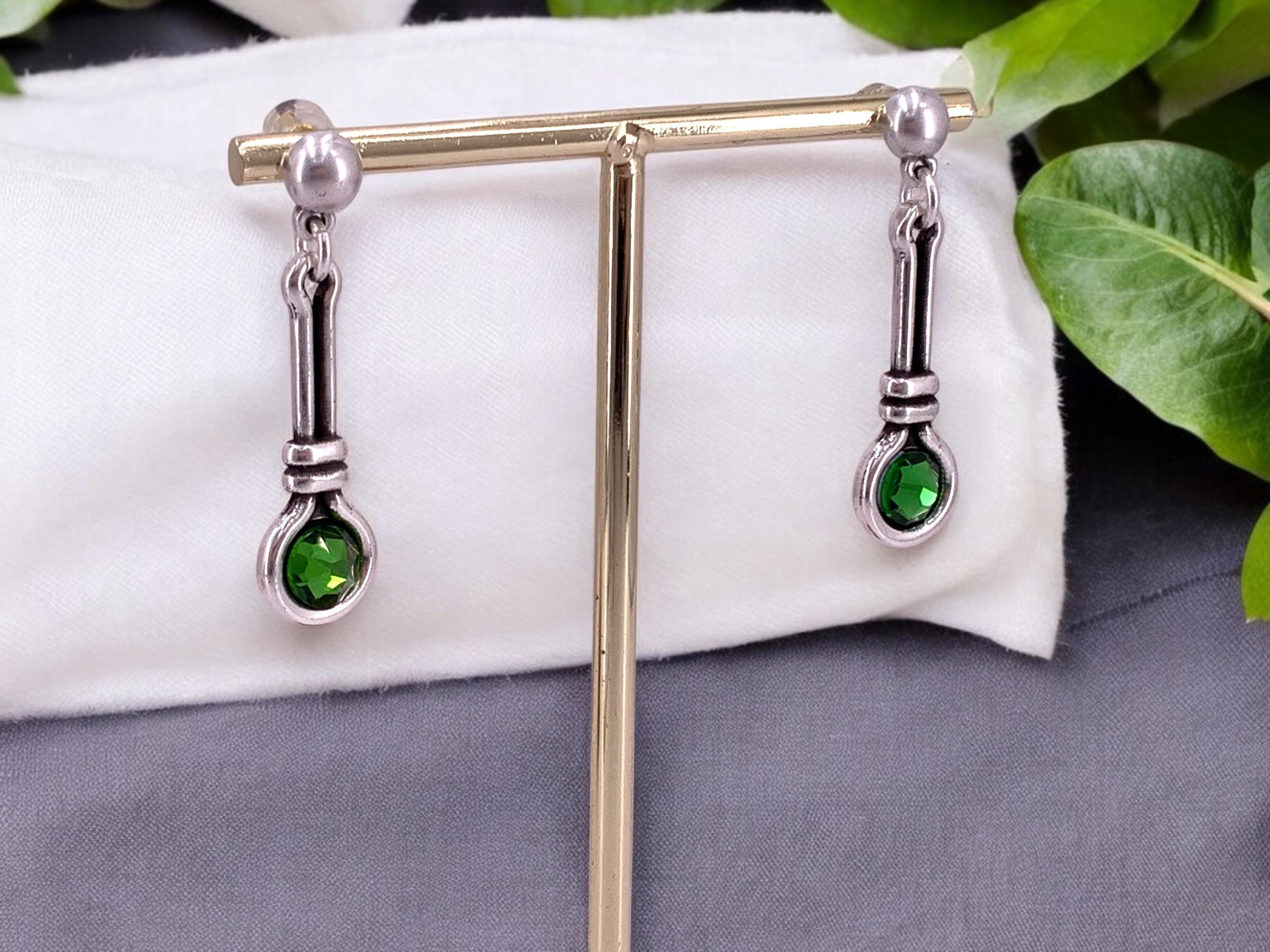 Silver dangling earrings with Swarovski crystal, stunning medium size earring, dangle earrings, uno de 50 style, valentines gift for her