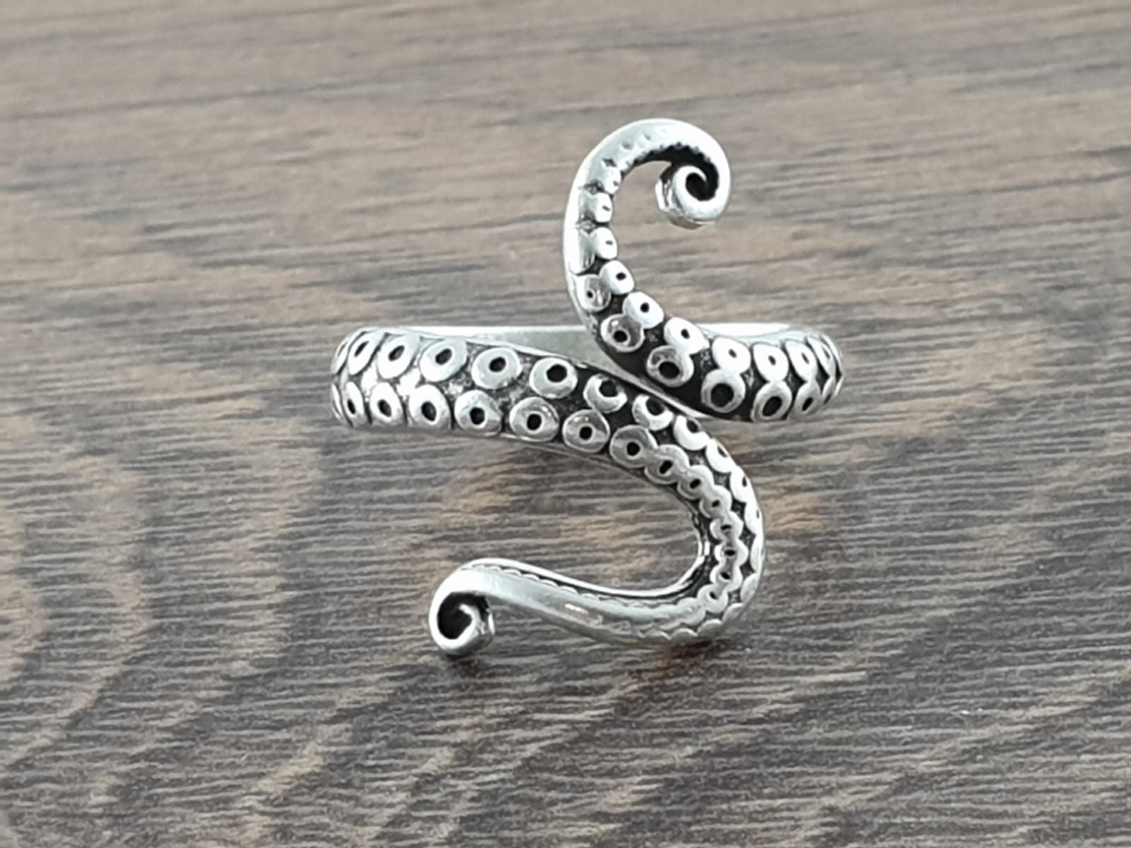 Sterling silver or 24k gold plated octopus ring, kraken wrap ring, open band adjustable kraken tentacle bohemian ring, unisex gift, modern