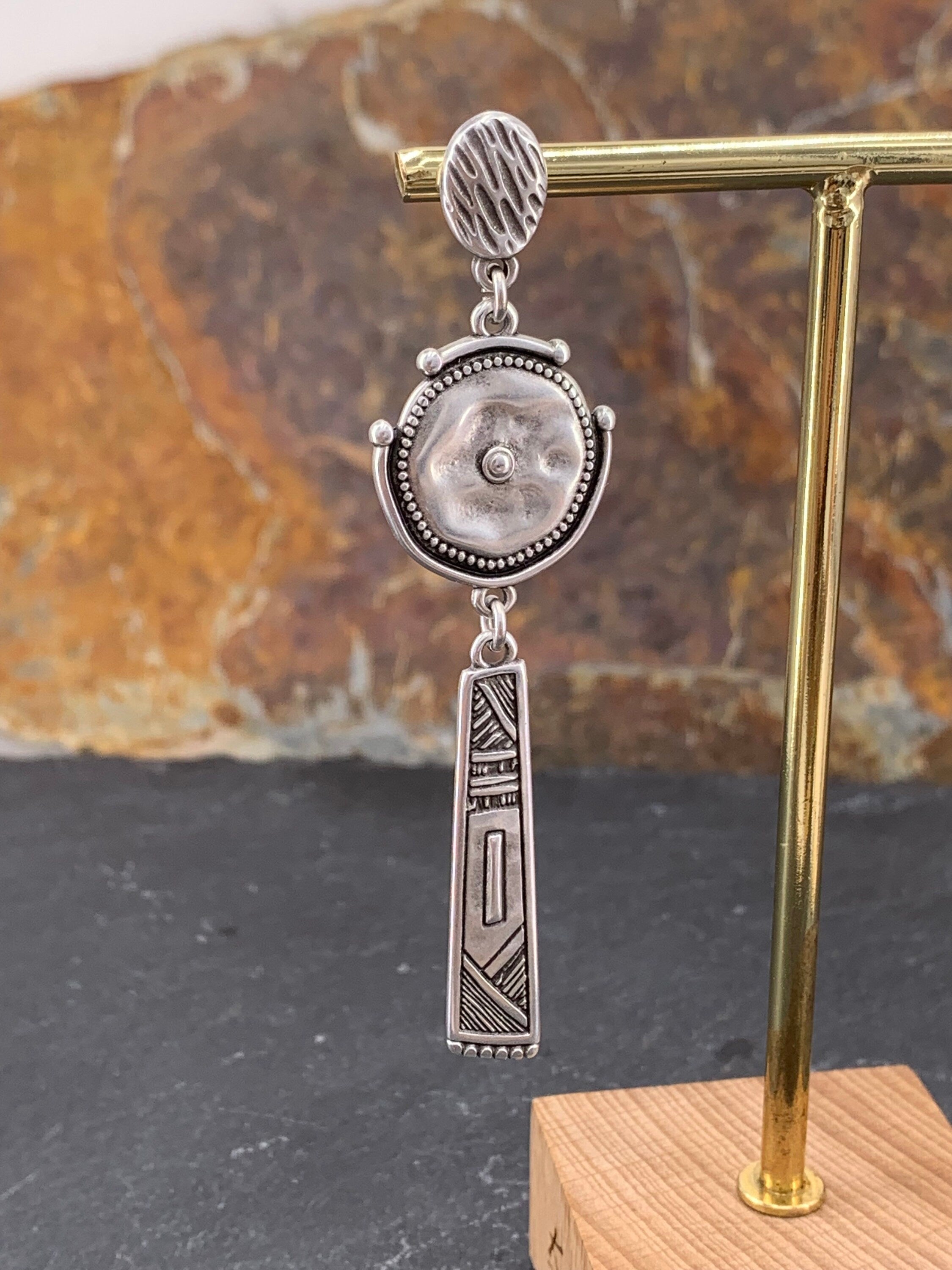 Ethnic long earrings, silver tribal earrings, statement earrings, chunky silver earrings, engraved earrings, drop earrings, dangle earrings