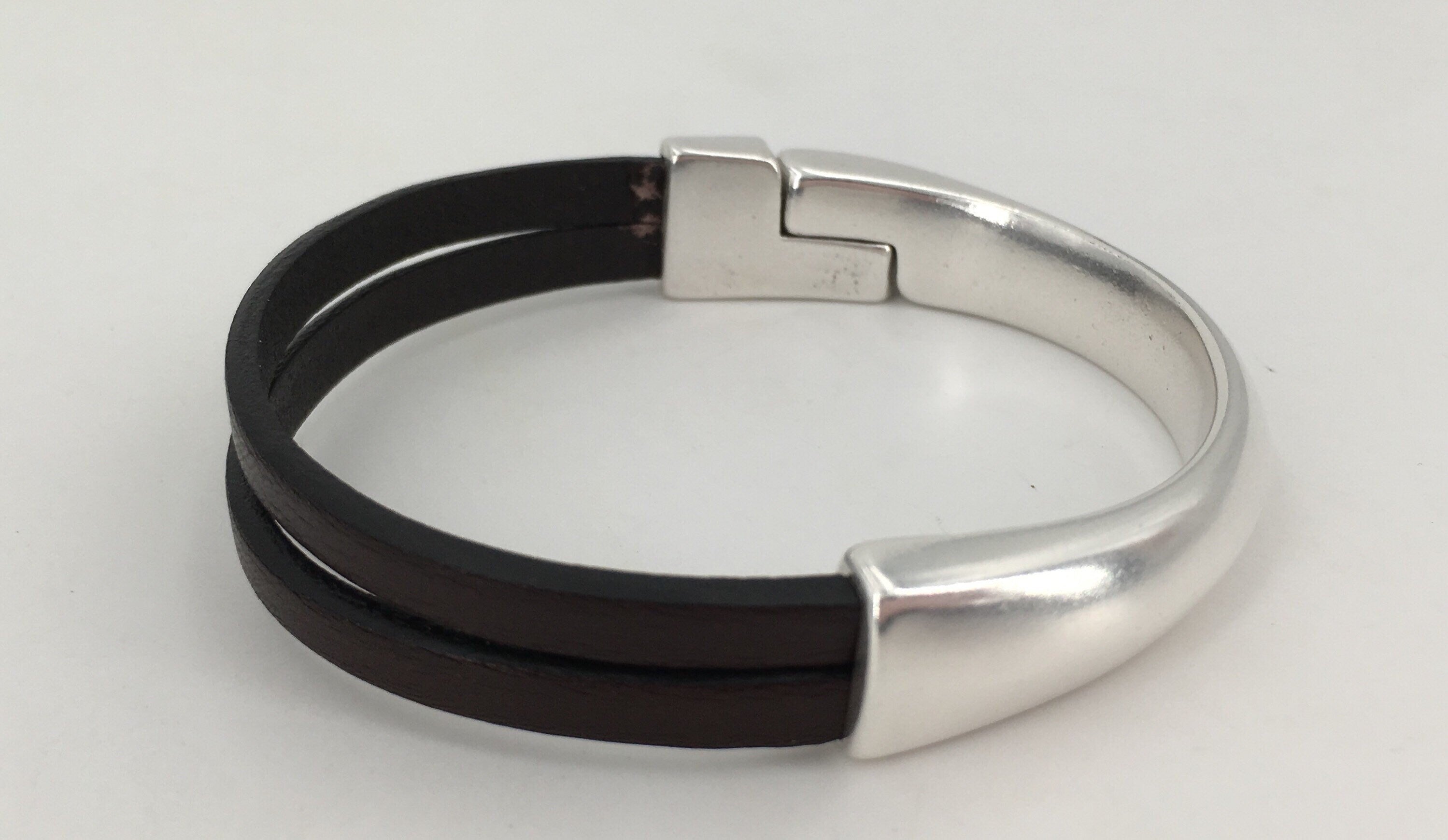 Handmade Leather Bracelet for Men: Silver Clasp, Elegant Gift