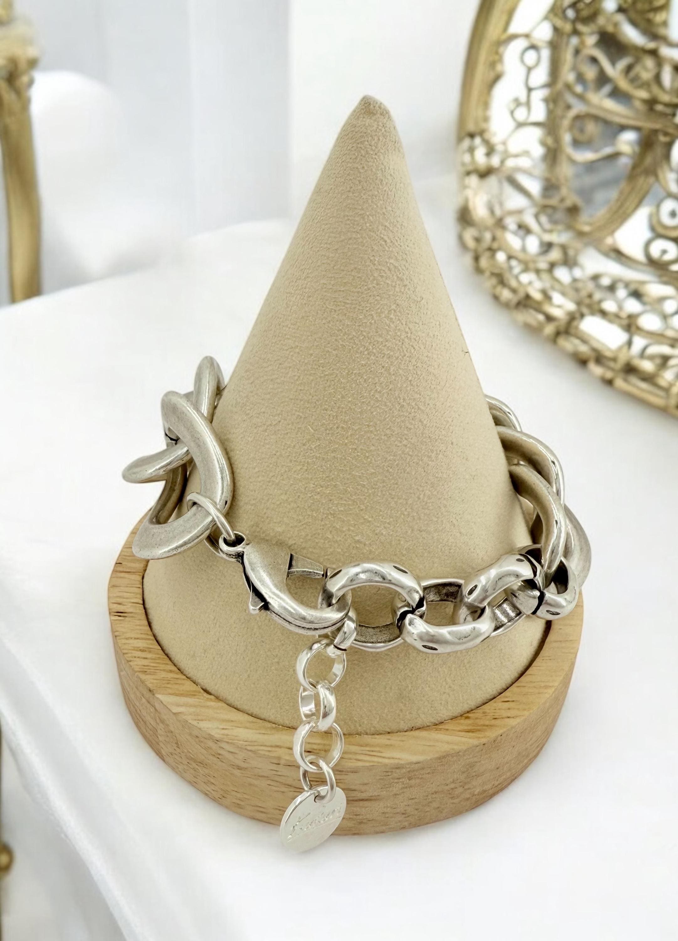 Chunky silver bracelet, tube bracelet, silver bold bracelet, silver chain bracelet, thick link bracelet, uno de 50 style, statement bracelet