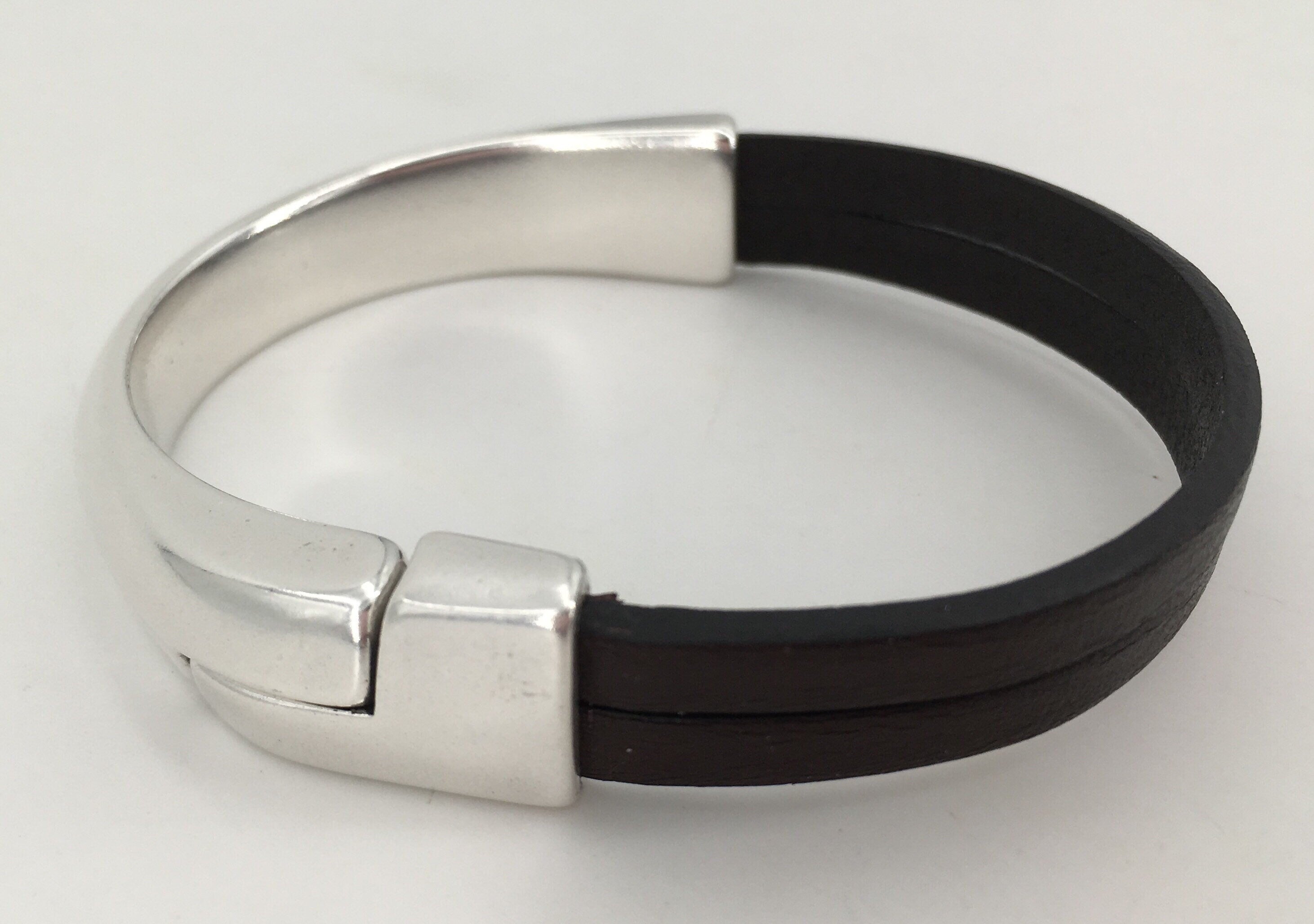 Handmade Leather Bracelet for Men: Silver Clasp, Elegant Gift