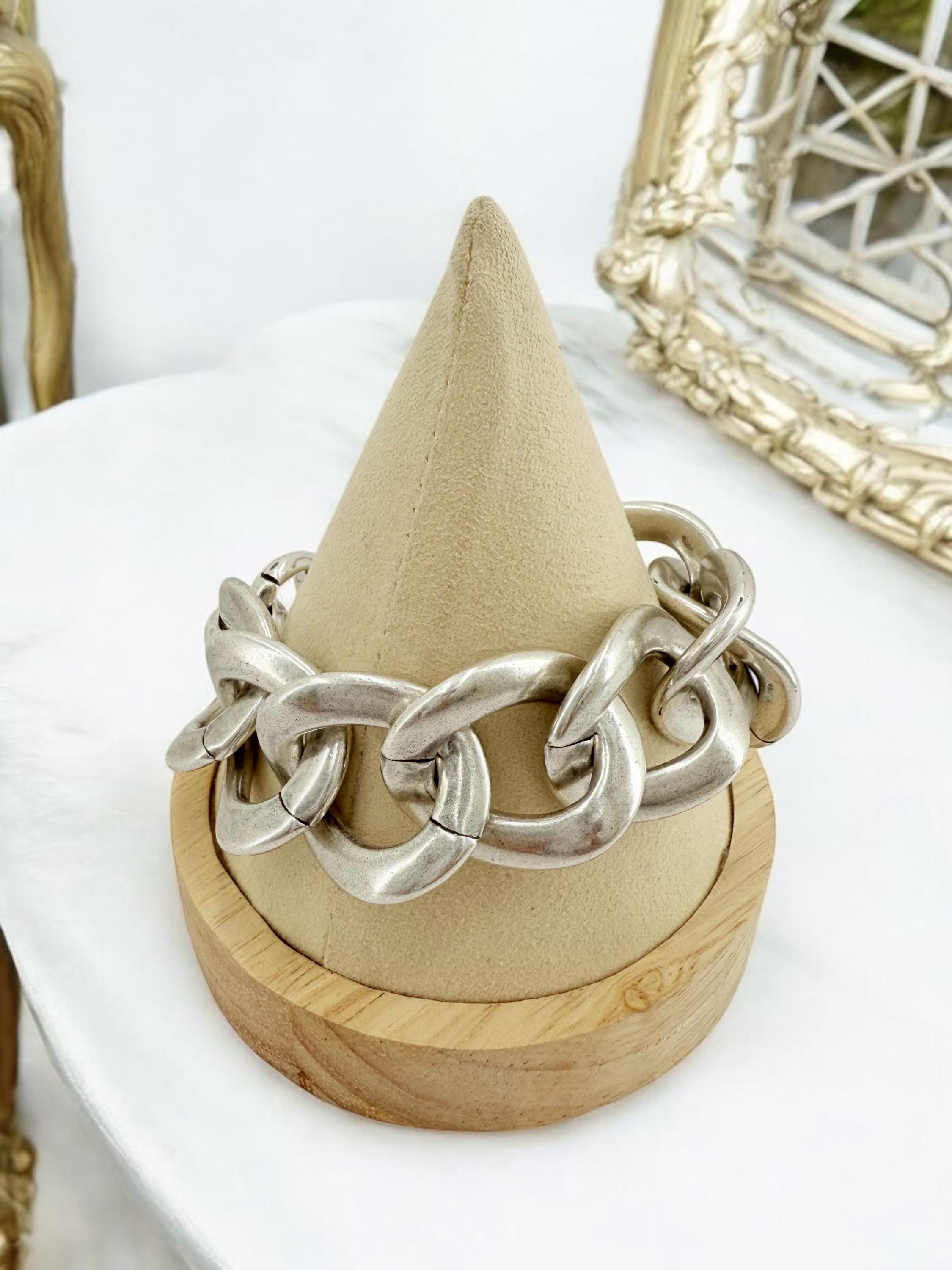 Chunky silver bracelet, tube bracelet, silver bold bracelet, silver chain bracelet, thick link bracelet, uno de 50 style, statement bracelet