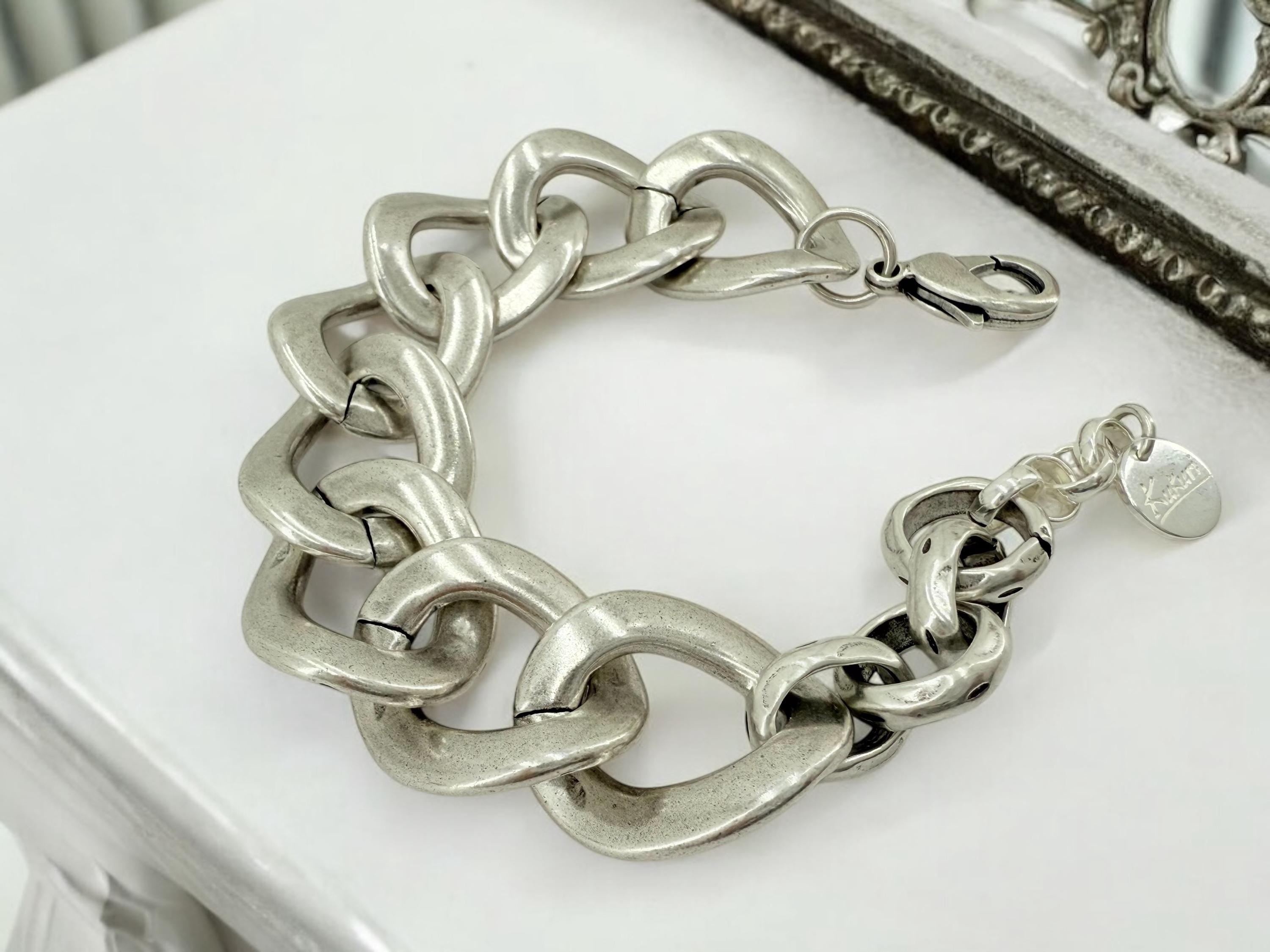 Chunky silver bracelet, tube bracelet, silver bold bracelet, silver chain bracelet, thick link bracelet, uno de 50 style, statement bracelet