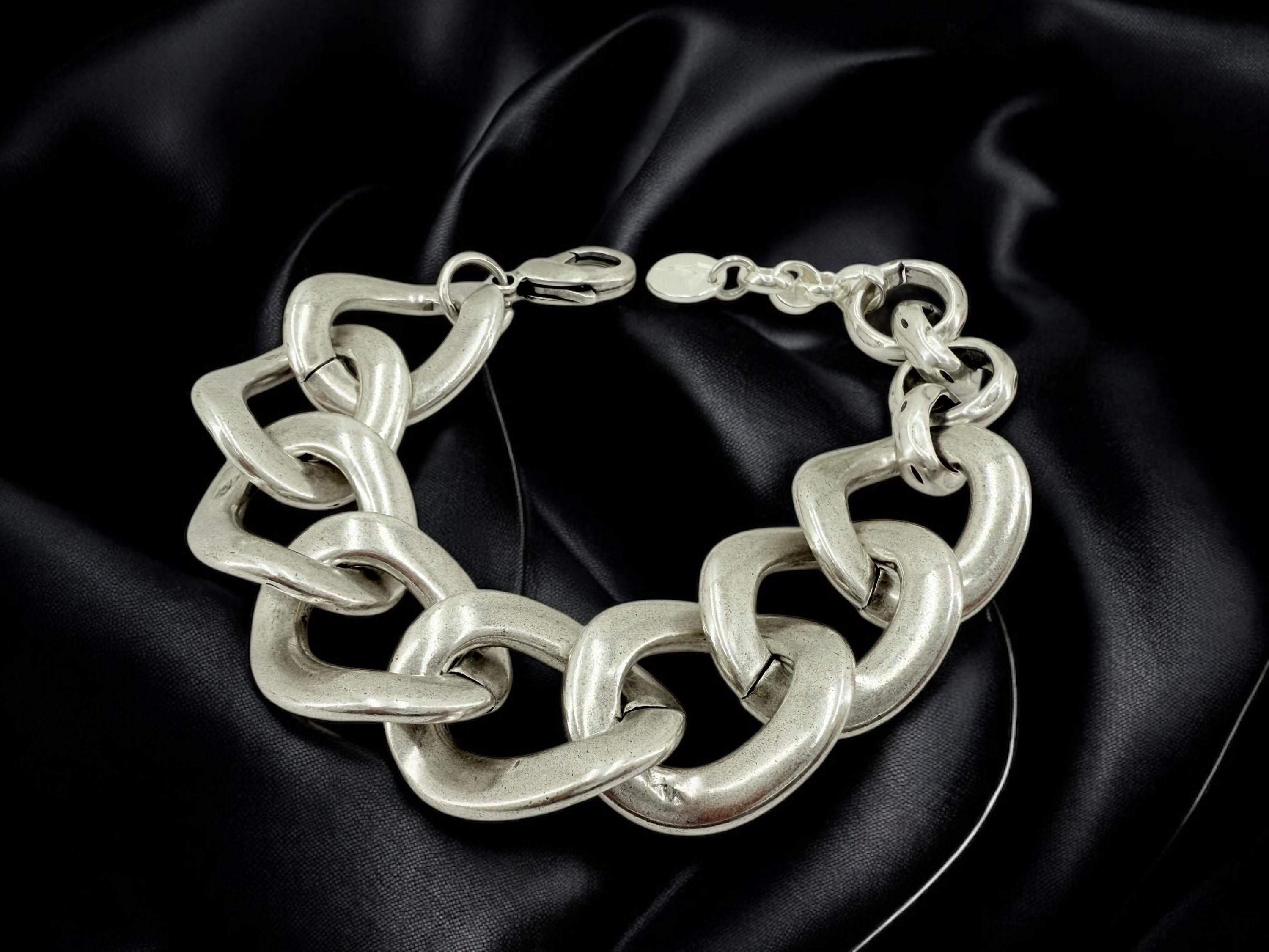 Chunky silver bracelet, tube bracelet, silver bold bracelet, silver chain bracelet, thick link bracelet, uno de 50 style, statement bracelet