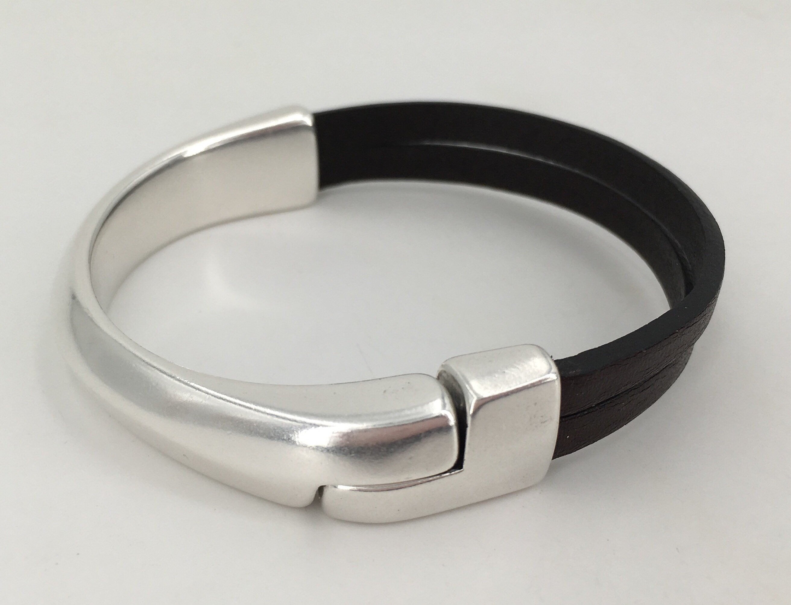 Handmade Leather Bracelet for Men: Silver Clasp, Elegant Gift