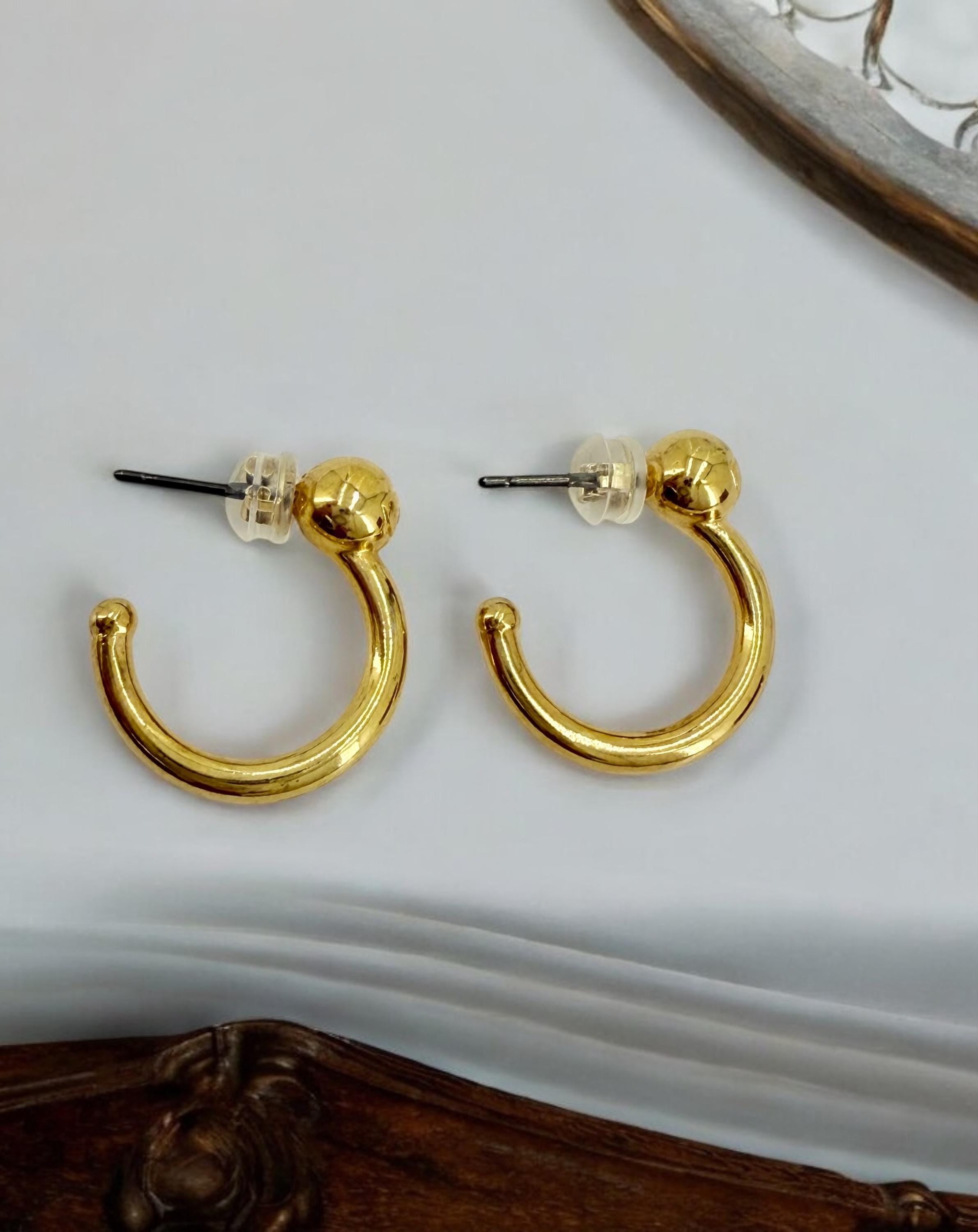 Medium Gold Hoop Earrings – Shiny Bohemian Hoops – 24k Gold Plated – Surgical Steel Post – Women’s Gift