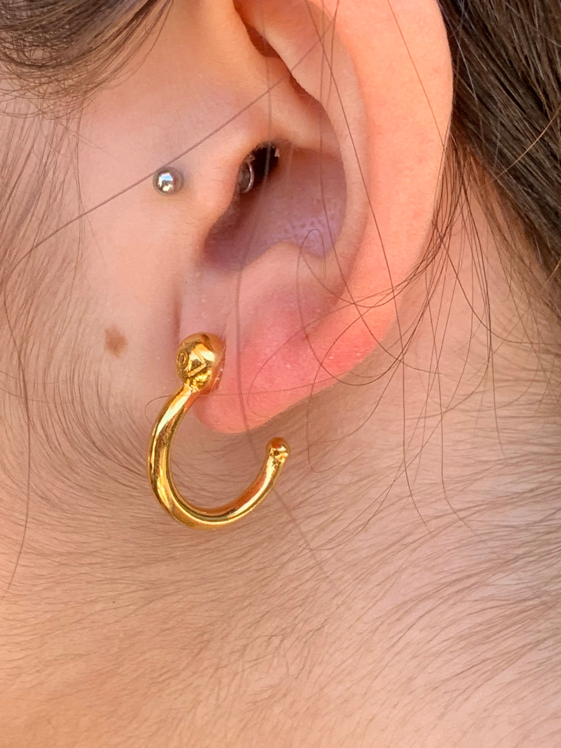 Medium Gold Hoop Earrings – Shiny Bohemian Hoops – 24k Gold Plated – Surgical Steel Post – Women’s Gift